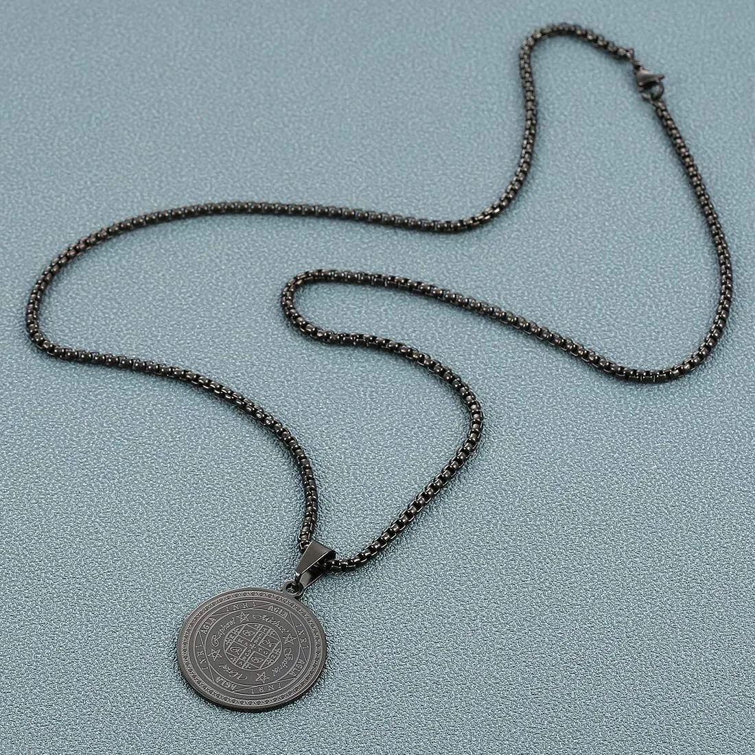 AFSTALR 7 Arcangeli Sigillo Medaglia Talismano Collana per Uomo Donna Salomone Pentagramma Talismano Magia Protezione Amuleto D-nero - immagine 5