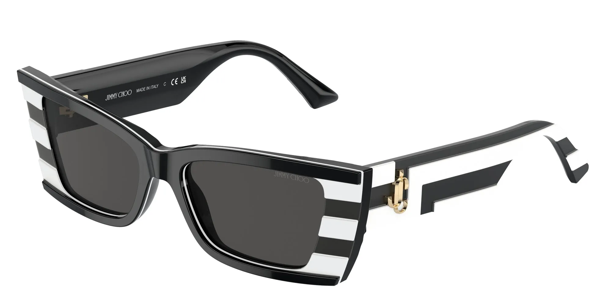 Jimmy Choo JC5009 502987 Occhiali da sole Acetato Bianco / Nero Grigio Squadrata Normale - immagine 1