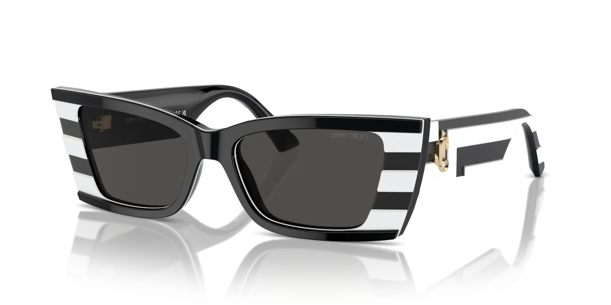 Jimmy Choo JC5009 502987 Occhiali da sole Acetato Bianco / Nero Grigio Squadrata Normale - immagine 4