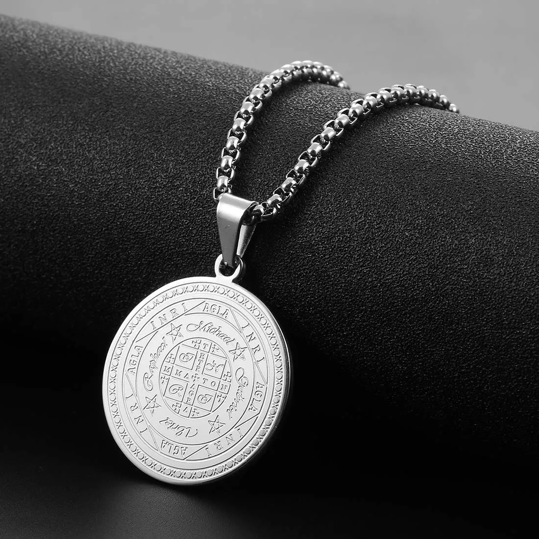 AFSTALR 7 Arcangeli Sigillo Medaglia Talismano Collana per Uomo Donna Salomone Pentagramma Talismano Magia Protezione Amuleto D-argento - immagine 3