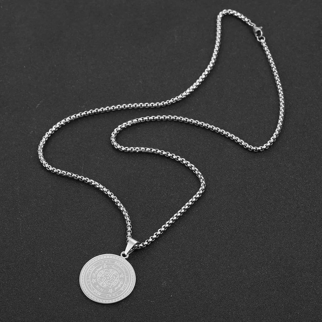 AFSTALR 7 Arcangeli Sigillo Medaglia Talismano Collana per Uomo Donna Salomone Pentagramma Talismano Magia Protezione Amuleto D-argento - immagine 5