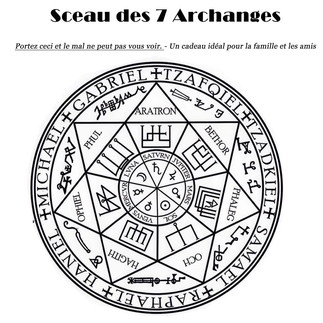 AFSTALR 7 Arcangeli Sigillo Medaglia Talismano Collana per Uomo Donna Salomone Pentagramma Talismano Magia Protezione Amuleto A-oro - immagine 5
