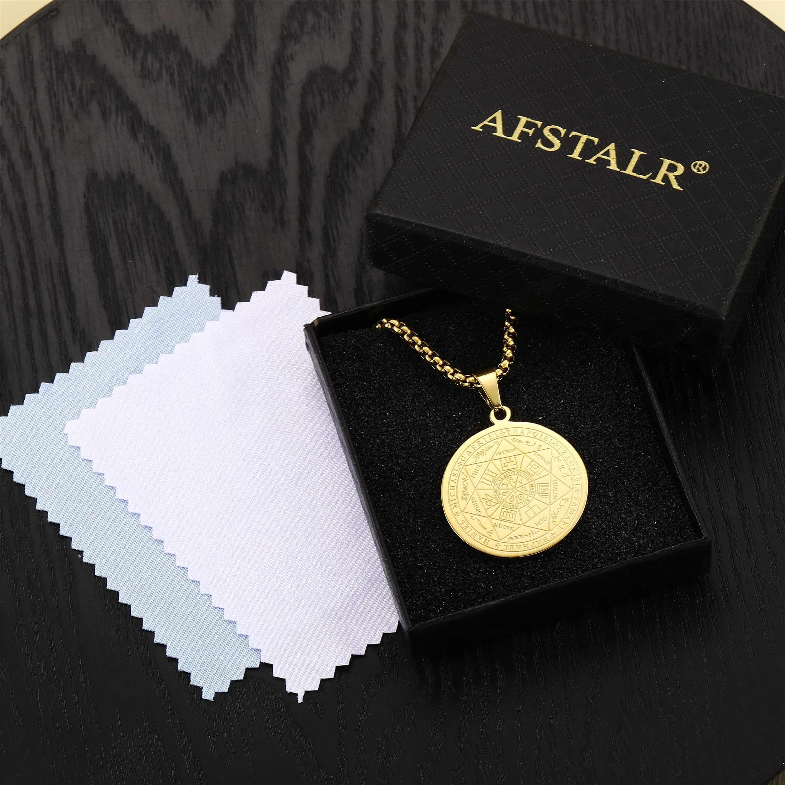 AFSTALR 7 Arcangeli Sigillo Medaglia Talismano Collana per Uomo Donna Salomone Pentagramma Talismano Magia Protezione Amuleto A-oro - immagine 6