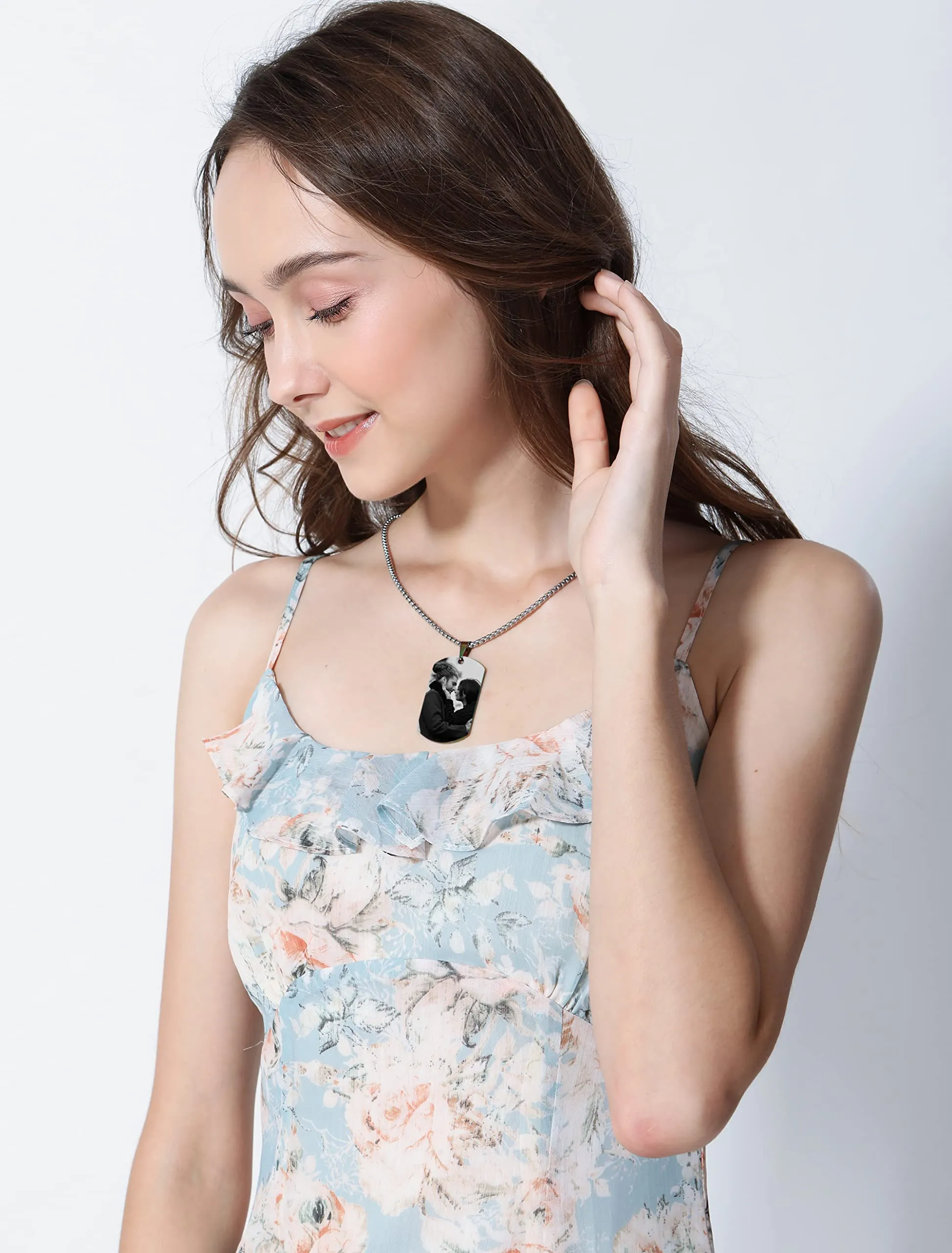 OTXIXTO Collana con Ciondolo con Piastrina per Cani Personalizzata con Incisione di Testo/Immagine Colorata/in Bianco e Nero per Gioielli in Acciaio Inossidabile da Uomo e Donna, con Portachiavi - immagine 6