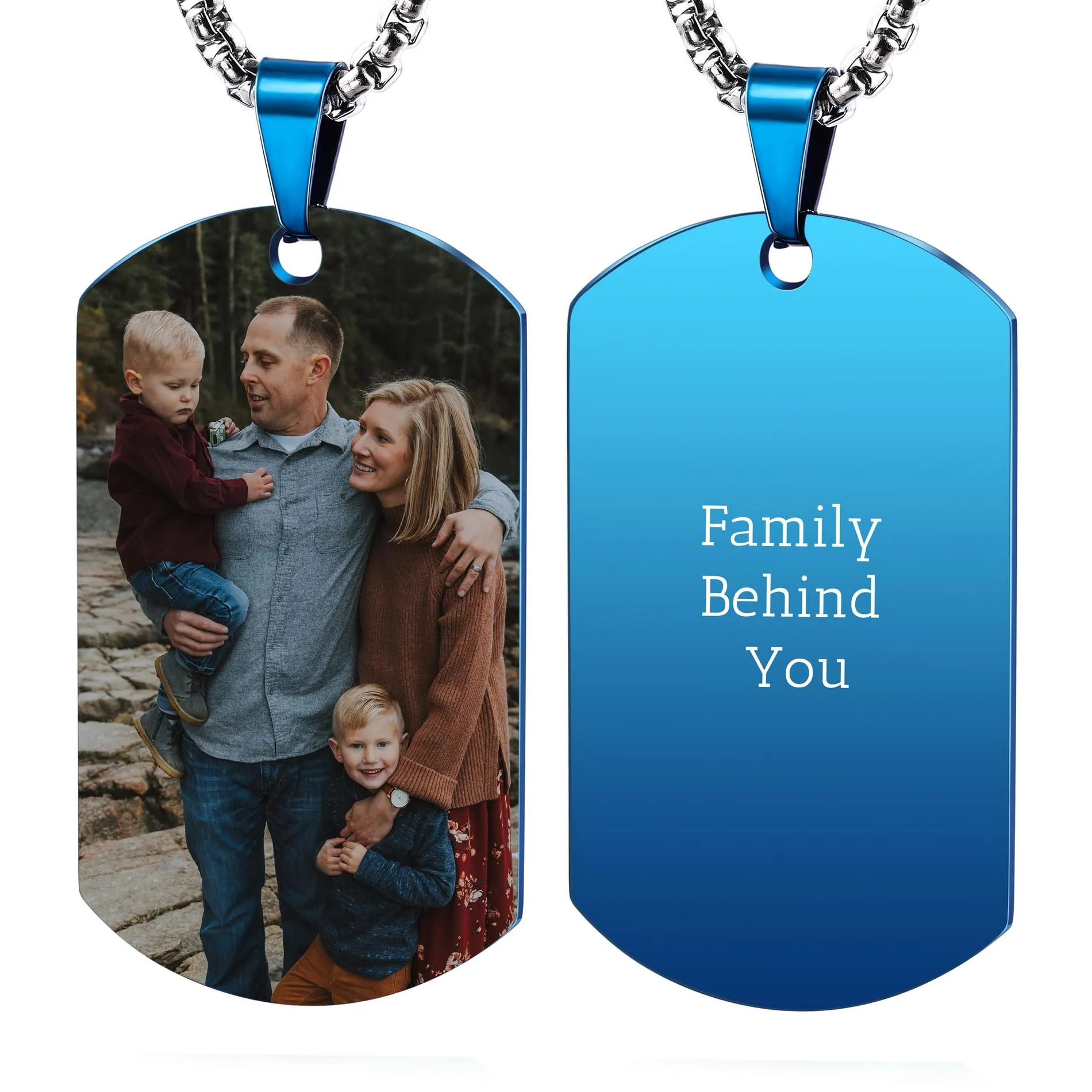 OTXIXTO Collana con Ciondolo con Piastrina per Cani Personalizzata con Incisione di Testo/Immagine Colorata/in Bianco e Nero per Gioielli in Acciaio Inossidabile da Uomo e Donna, con Portachiavi - immagine 1