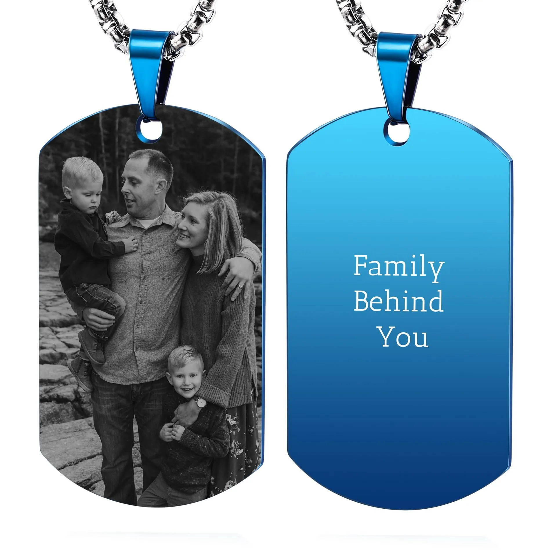 OTXIXTO Collana con Ciondolo con Piastrina per Cani Personalizzata con Incisione di Testo/Immagine Colorata/in Bianco e Nero per Gioielli in Acciaio Inossidabile da Uomo e Donna, con Portachiavi - immagine 1