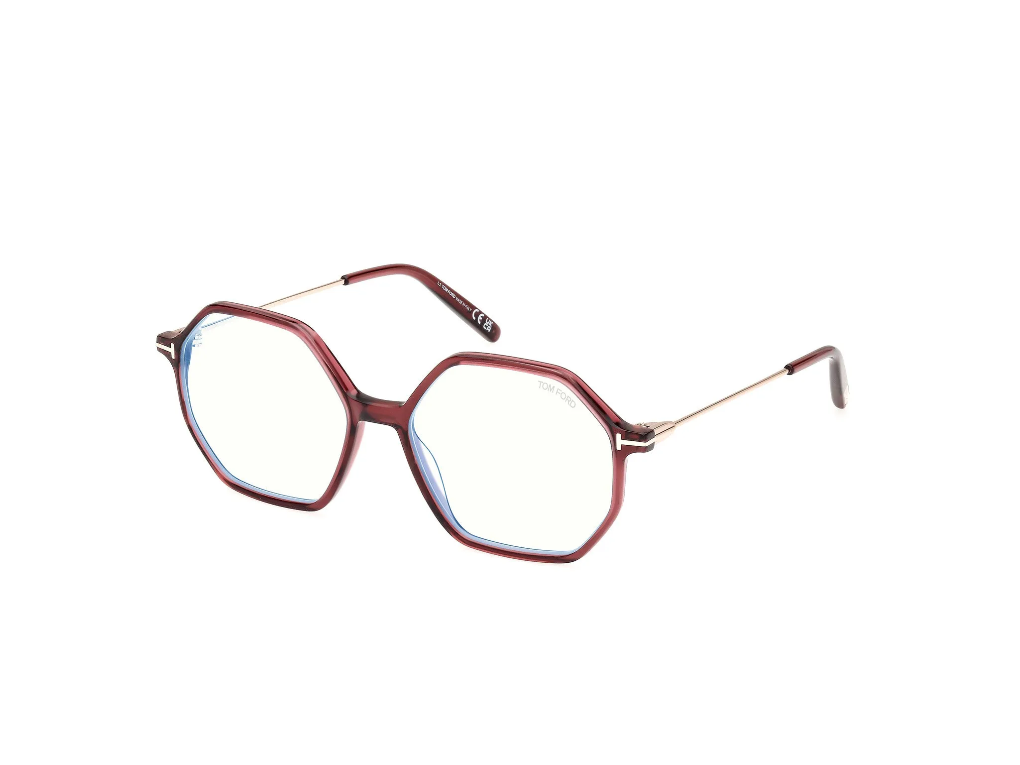 TOM FORD FT5952-B 069 Montature da vista Acetato Bordeaux Geometrica Normale - immagine 1