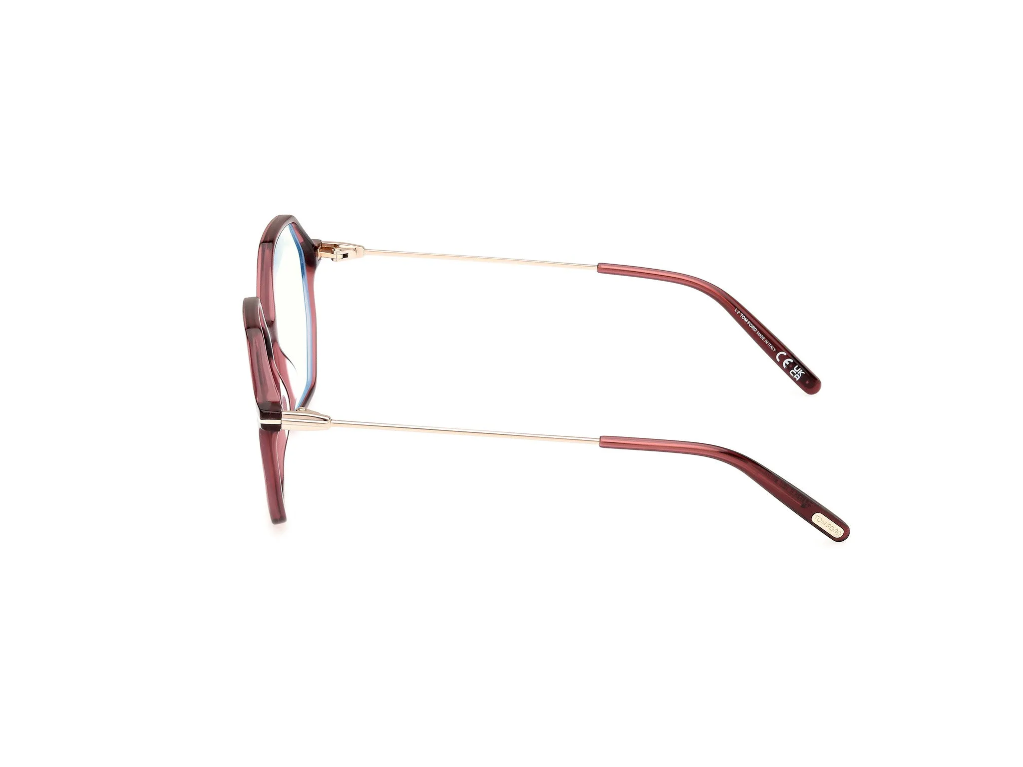 TOM FORD FT5952-B 069 Montature da vista Acetato Bordeaux Geometrica Normale - immagine 3