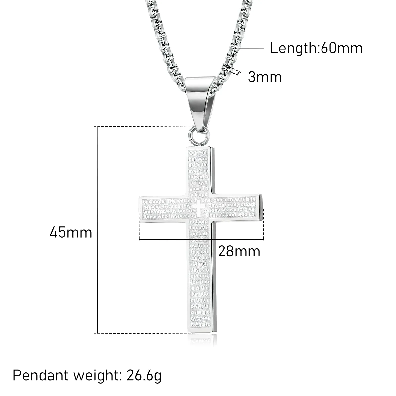 MERTTURM Crocifisso Collana Uomo, Acciaio Inossidabile con Collana Uomo Pendente Croce Singolo, Regali per Gioielli Cristiani, Argento Nero(Resistente allo Sbiadimento e al Sudore) - immagine 5