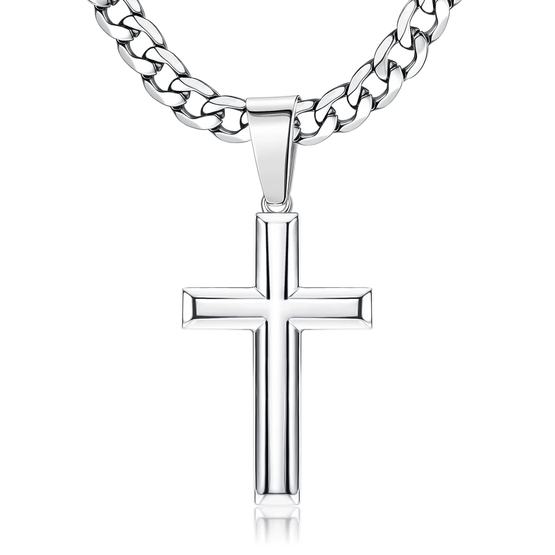 Chriscoco Collana Croce Uomo con Ciondolo in Argento 925 e Collana Acciaio - immagine 1