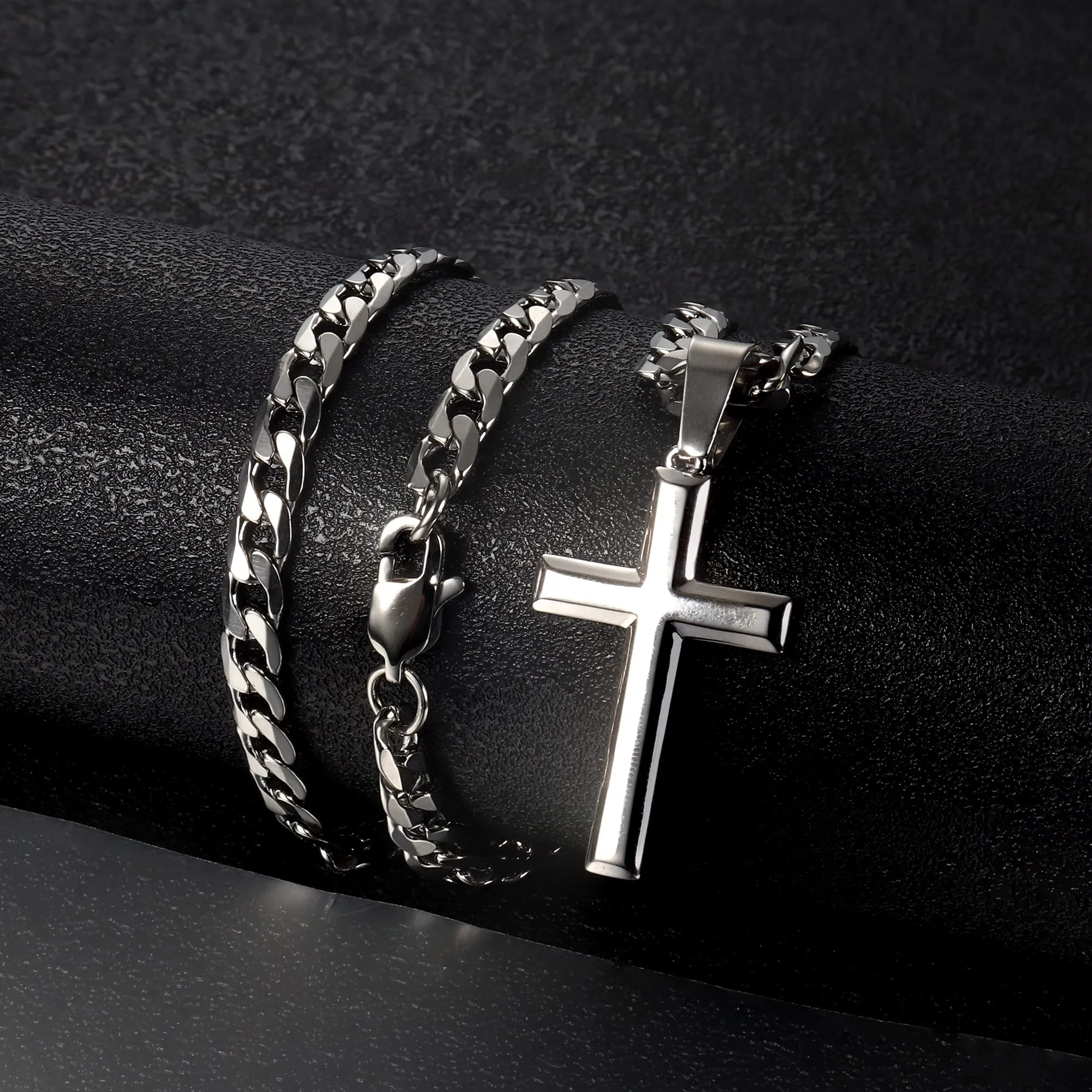 Chriscoco Collana Croce Uomo con Ciondolo in Argento 925 e Collana Acciaio - immagine 7