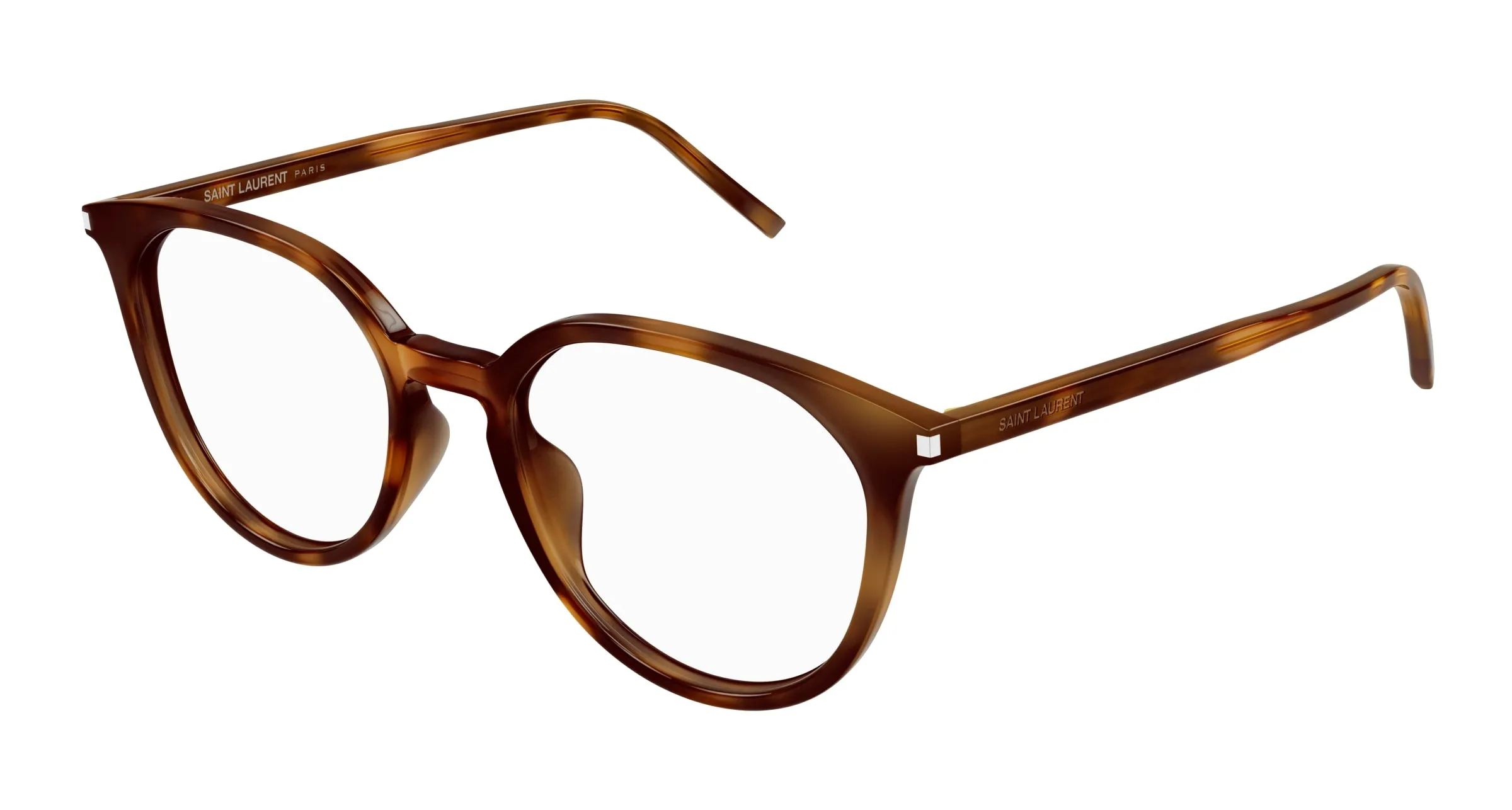 SAINT LAURENT SL 681/F 002 Montature da vista Acetato Havana Trasparente Rotonda - immagine 1