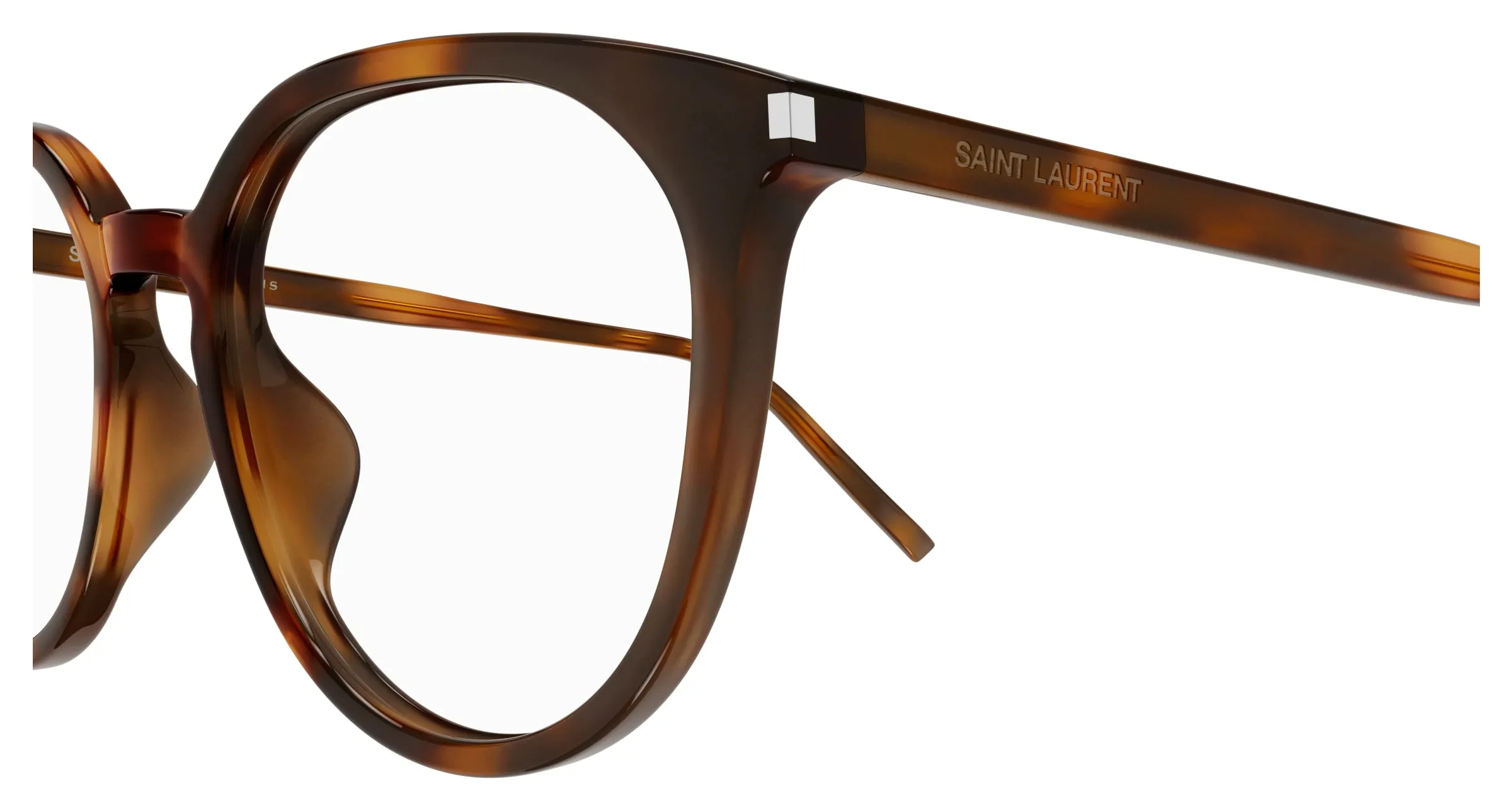 SAINT LAURENT SL 681/F 002 Montature da vista Acetato Havana Trasparente Rotonda - immagine 3