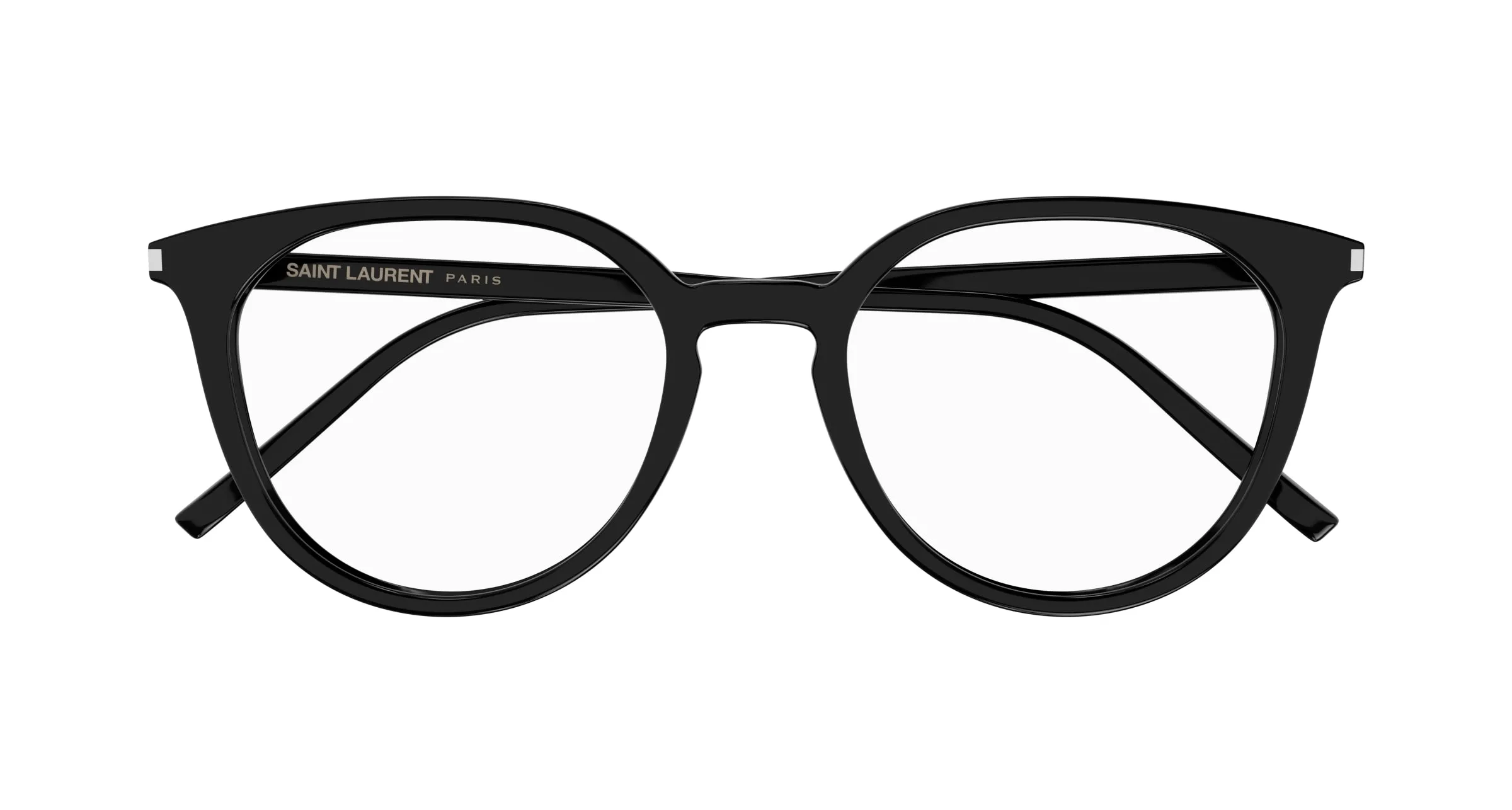 SAINT LAURENT SL 681/F 001 Montature da vista Acetato Nero Trasparente Rotonda - immagine 2