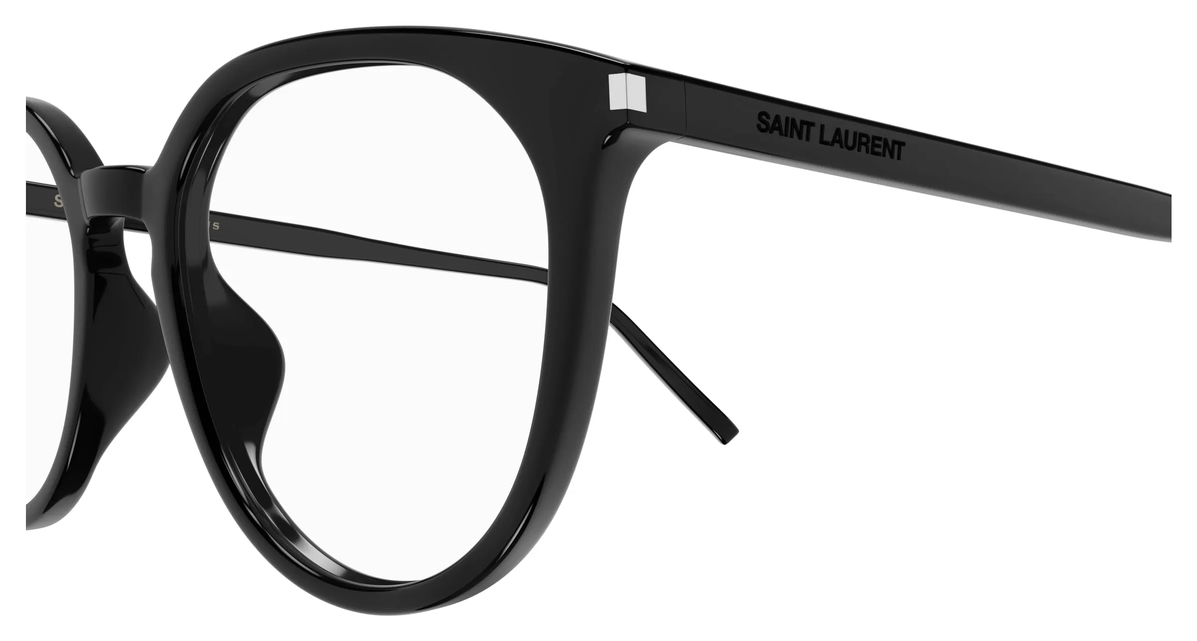 SAINT LAURENT SL 681/F 001 Montature da vista Acetato Nero Trasparente Rotonda - immagine 3