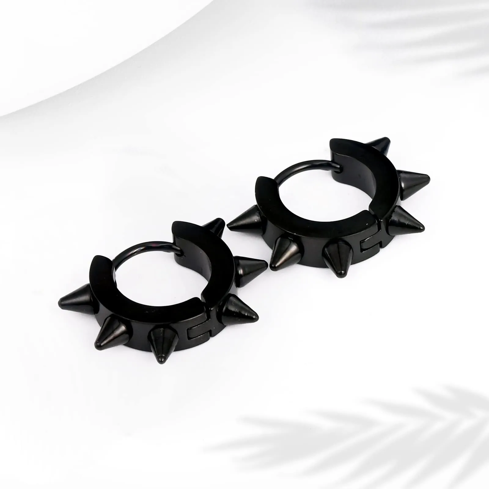 feilok Mens Orecchini Stud per Uomini Donne Cartilage Sleeper Orecchini Piercing Spike nero - immagine 3