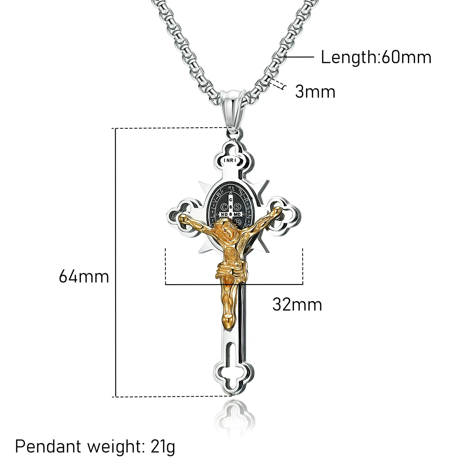 MERTTURM Collana Croce Uomo, Acciaio Inossidabile con Crocifisso in Oro Regalo Chiesa Battesimo, Collana Pendente Gesù, Regali per Gioielli Cristiani - immagine 3
