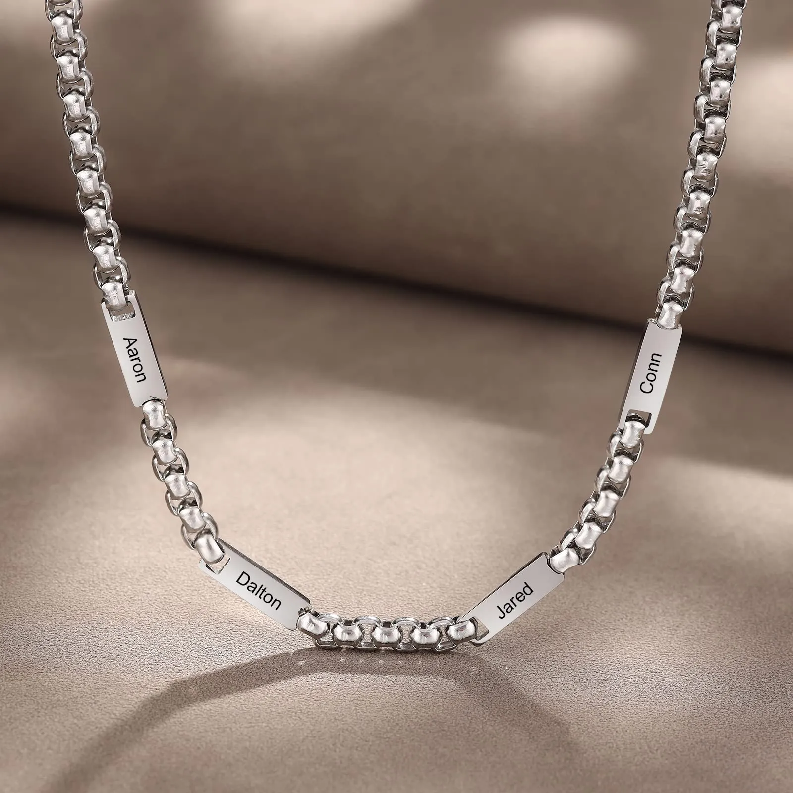 ALBERTBAND Collana da Uomo Personalizzata Collana in Acciaio inox con Nome Regalo per Uomo Festa del papà San Valentino Natale (Argento-4 nome) - immagine 6