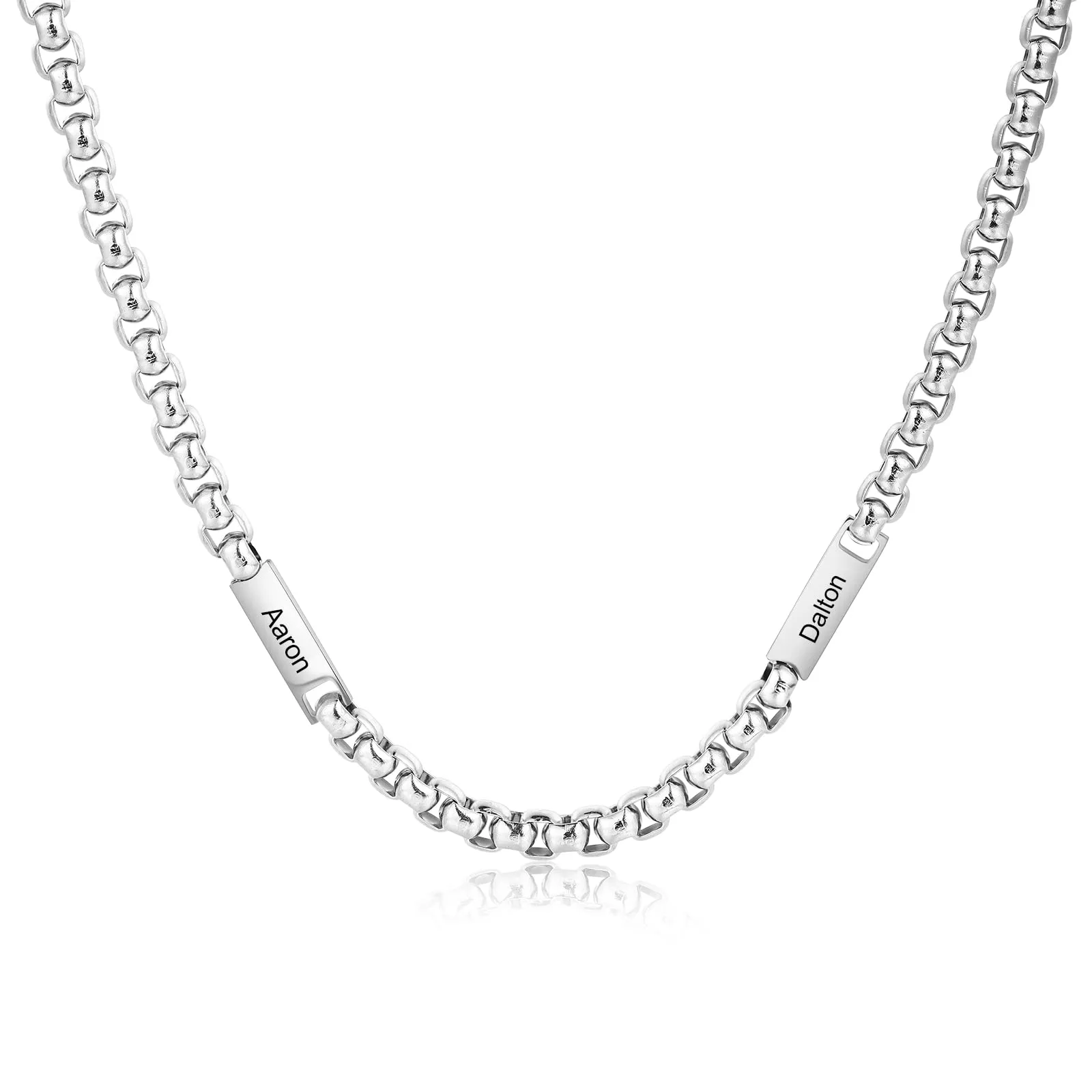 ALBERTBAND Collana da Uomo Personalizzata Collana in Acciaio inox con Nome Regalo per Uomo Festa del papà San Valentino Natale (Argento-2 nome) - immagine 1