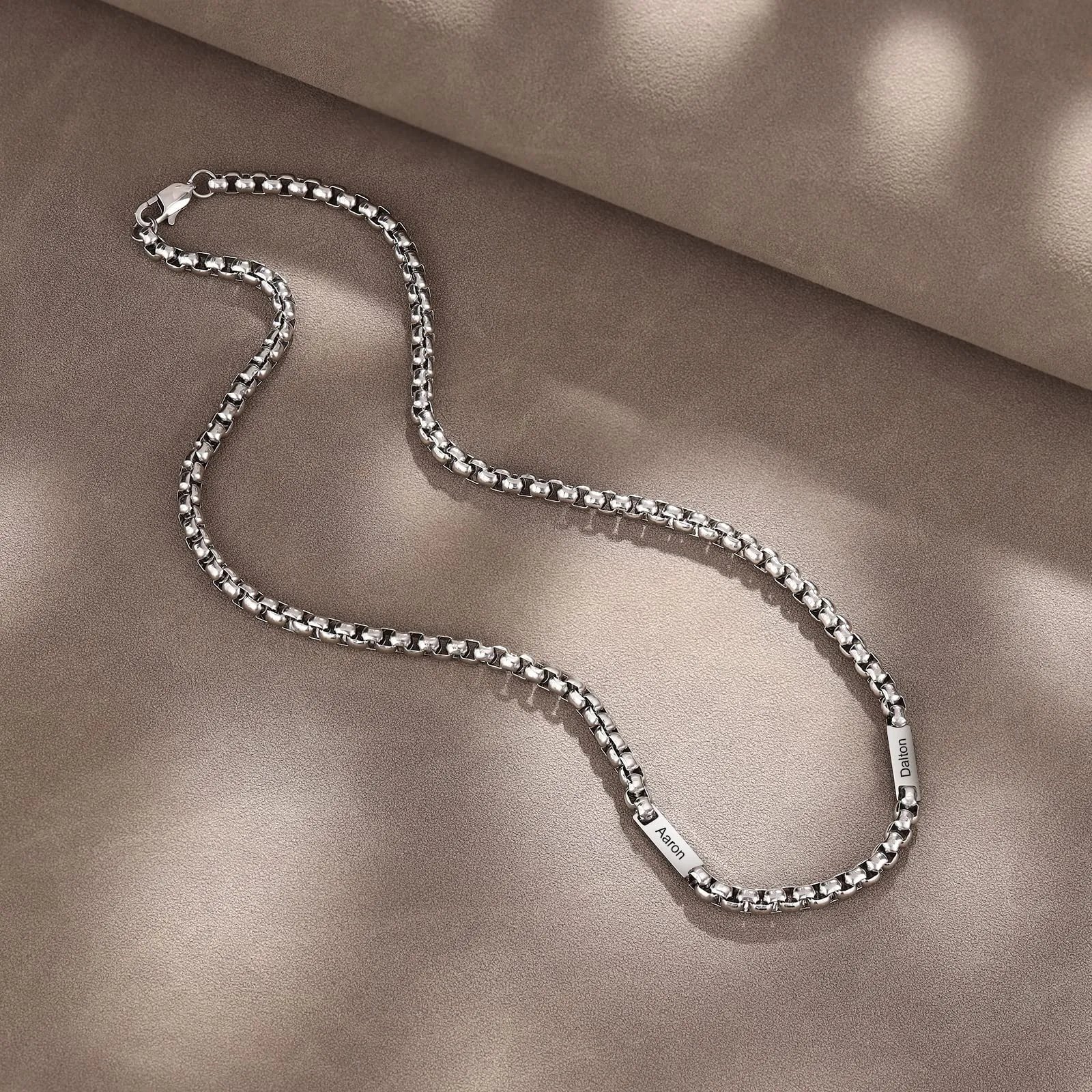 ALBERTBAND Collana da Uomo Personalizzata Collana in Acciaio inox con Nome Regalo per Uomo Festa del papà San Valentino Natale (Argento-2 nome) - immagine 6