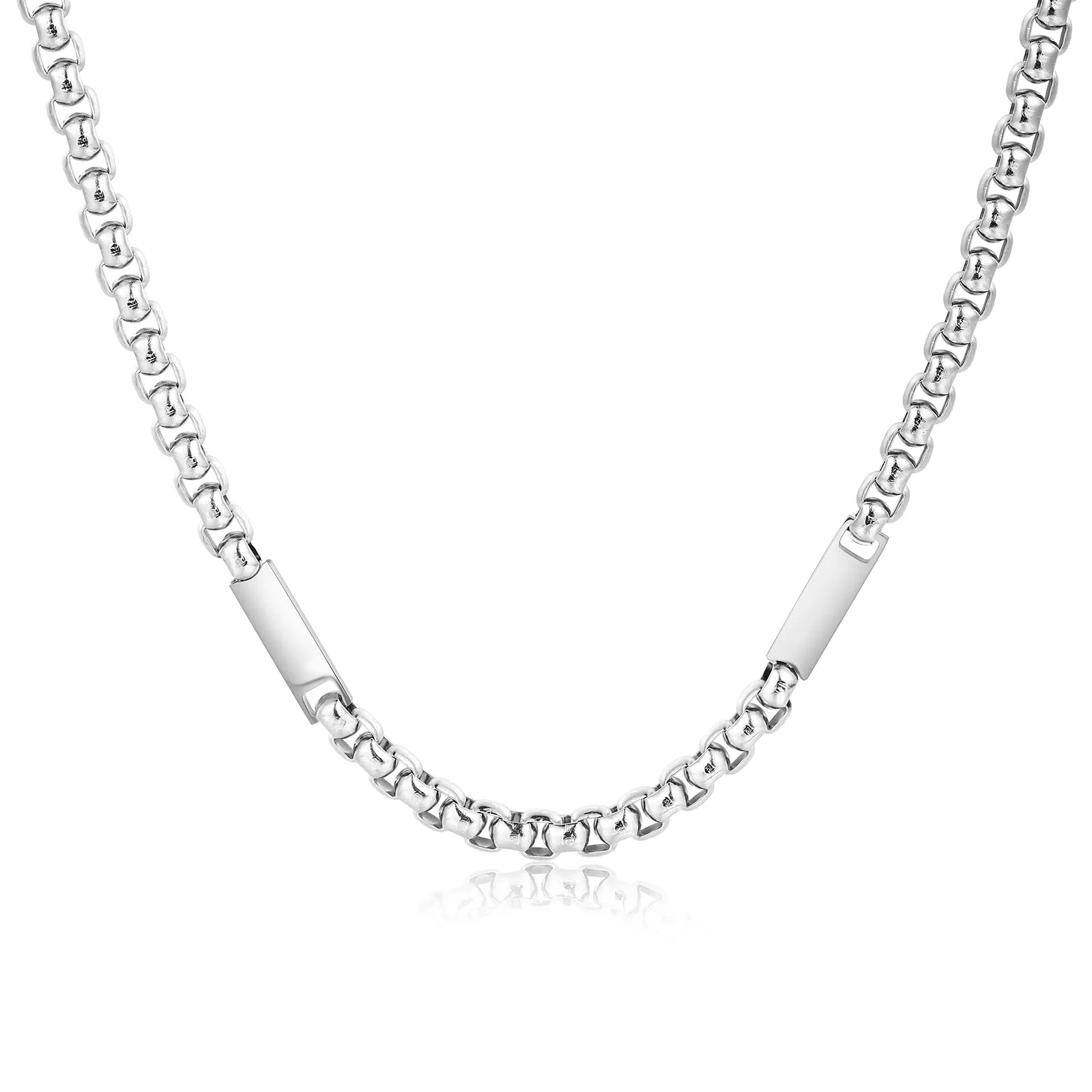 ALBERTBAND Collana da Uomo Personalizzata Collana in Acciaio inox con Nome Regalo per Uomo Festa del papà San Valentino Natale (Argento-2 nome) - immagine 7