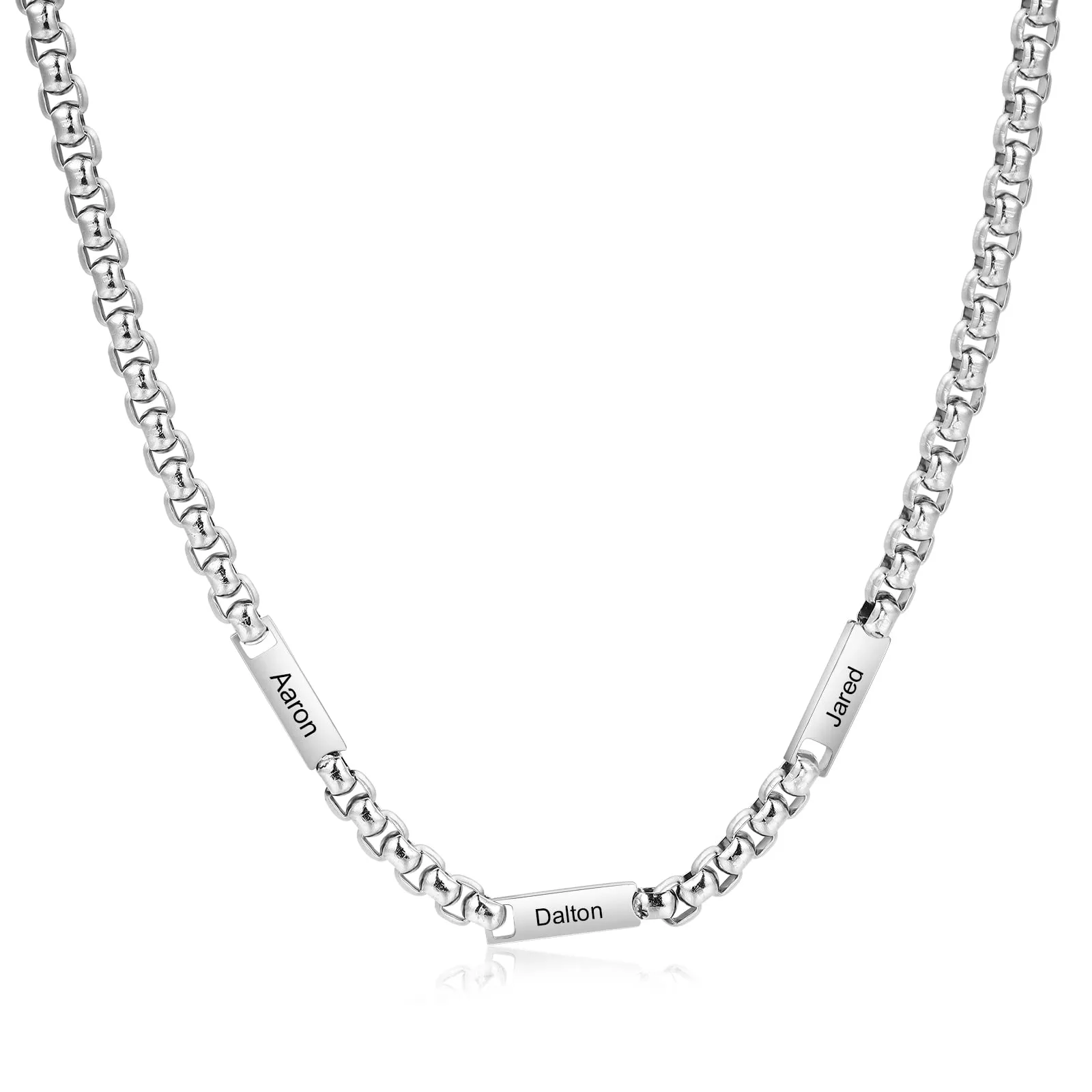 ALBERTBAND Collana da Uomo Personalizzata Collana in Acciaio inox con Nome Regalo per Uomo Festa del papà San Valentino Natale (Argento-3 nome) - immagine 1