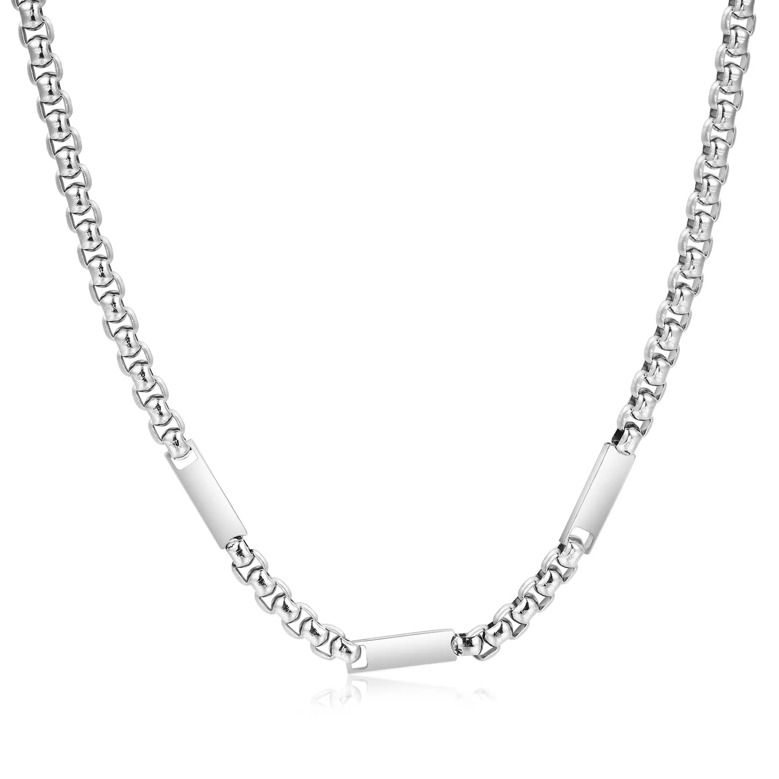 ALBERTBAND Collana da Uomo Personalizzata Collana in Acciaio inox con Nome Regalo per Uomo Festa del papà San Valentino Natale (Argento-3 nome) - immagine 7