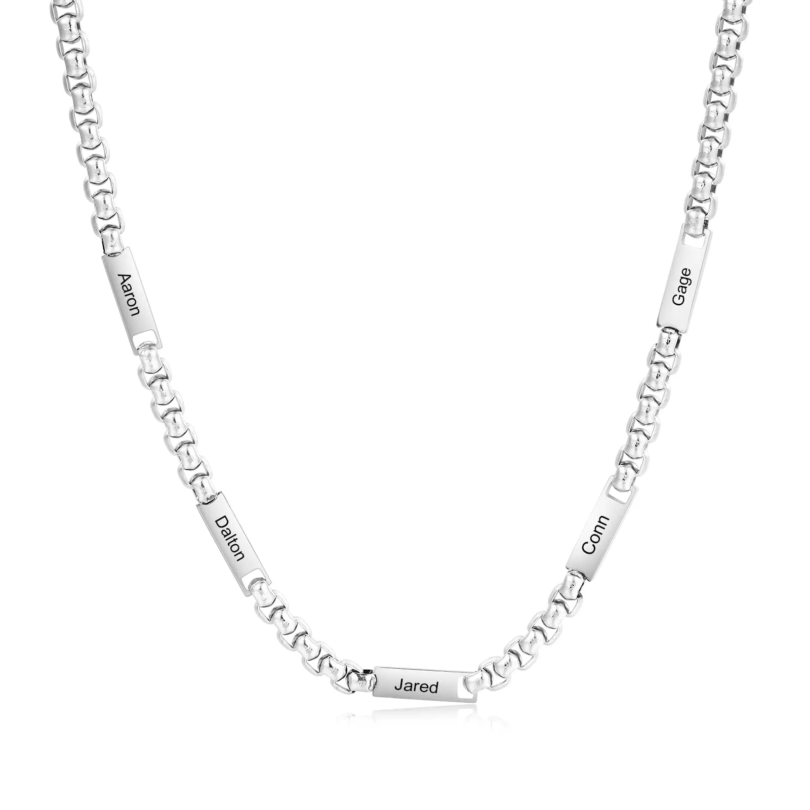 ALBERTBAND Collana da Uomo Personalizzata Collana in Acciaio inox con Nome Regalo per Uomo Festa del papà San Valentino Natale (Argento-5 nome) - immagine 1