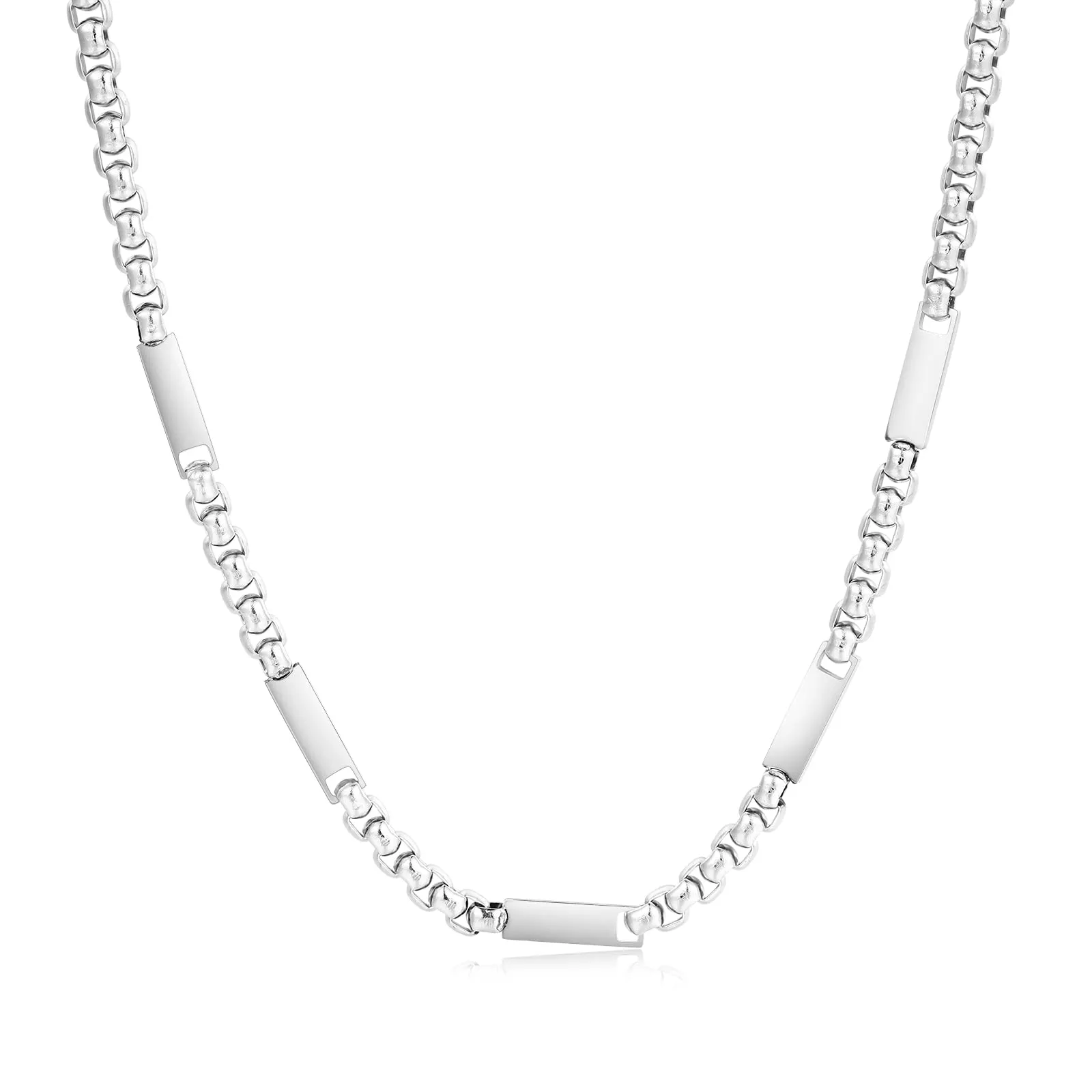 ALBERTBAND Collana da Uomo Personalizzata Collana in Acciaio inox con Nome Regalo per Uomo Festa del papà San Valentino Natale (Argento-5 nome) - immagine 7