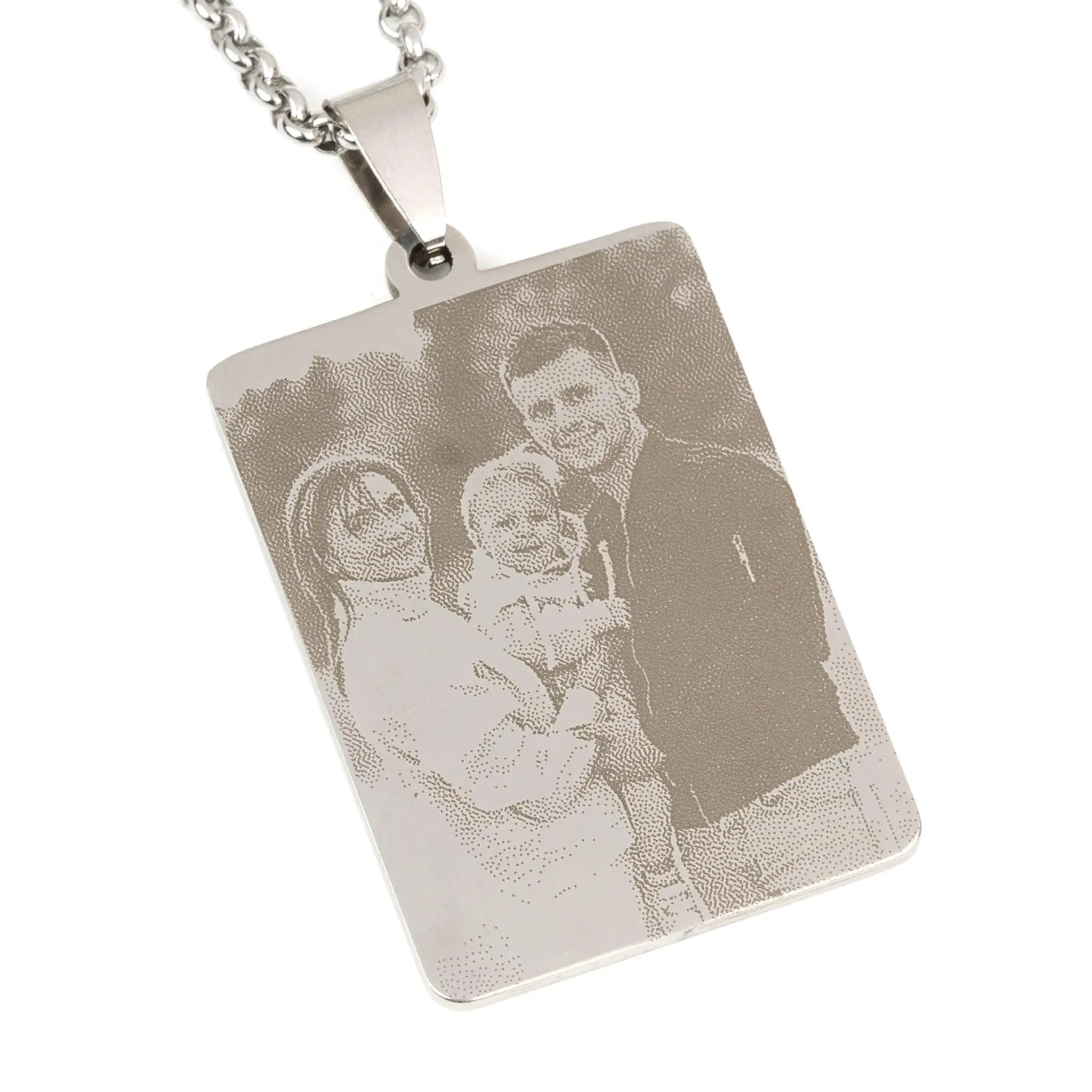 Wanapix | Ciondolo Inciso con Foto, Nome o Testi | Collana Rettangolare in Acciaio Inossidabile con Catena | Personalizzato su 1 lato tramite Incisione Laser | 100% Personalizzato - immagine 1