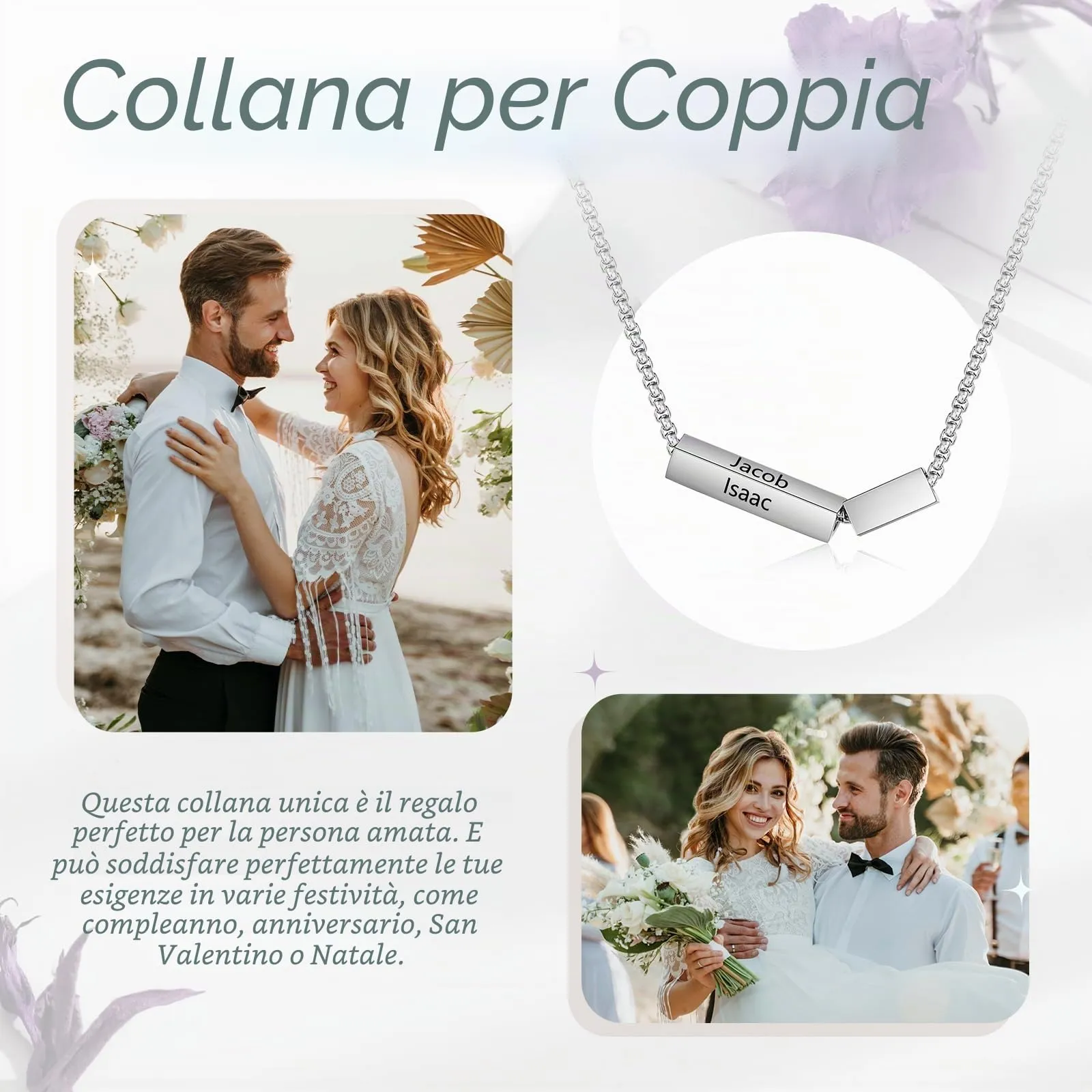 ALBERTBAND Collana da Uomo Personalizzata Collana in Acciaio inox con Nome Regalo per Uomo Festa del papà San Valentino Natale (Argento) - immagine 3
