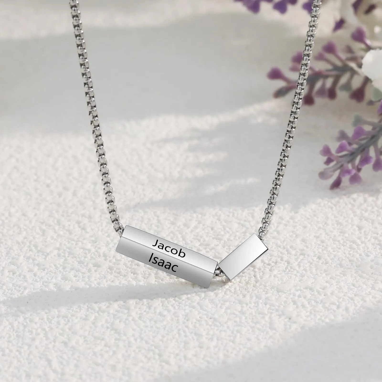 ALBERTBAND Collana da Uomo Personalizzata Collana in Acciaio inox con Nome Regalo per Uomo Festa del papà San Valentino Natale (Argento) - immagine 4