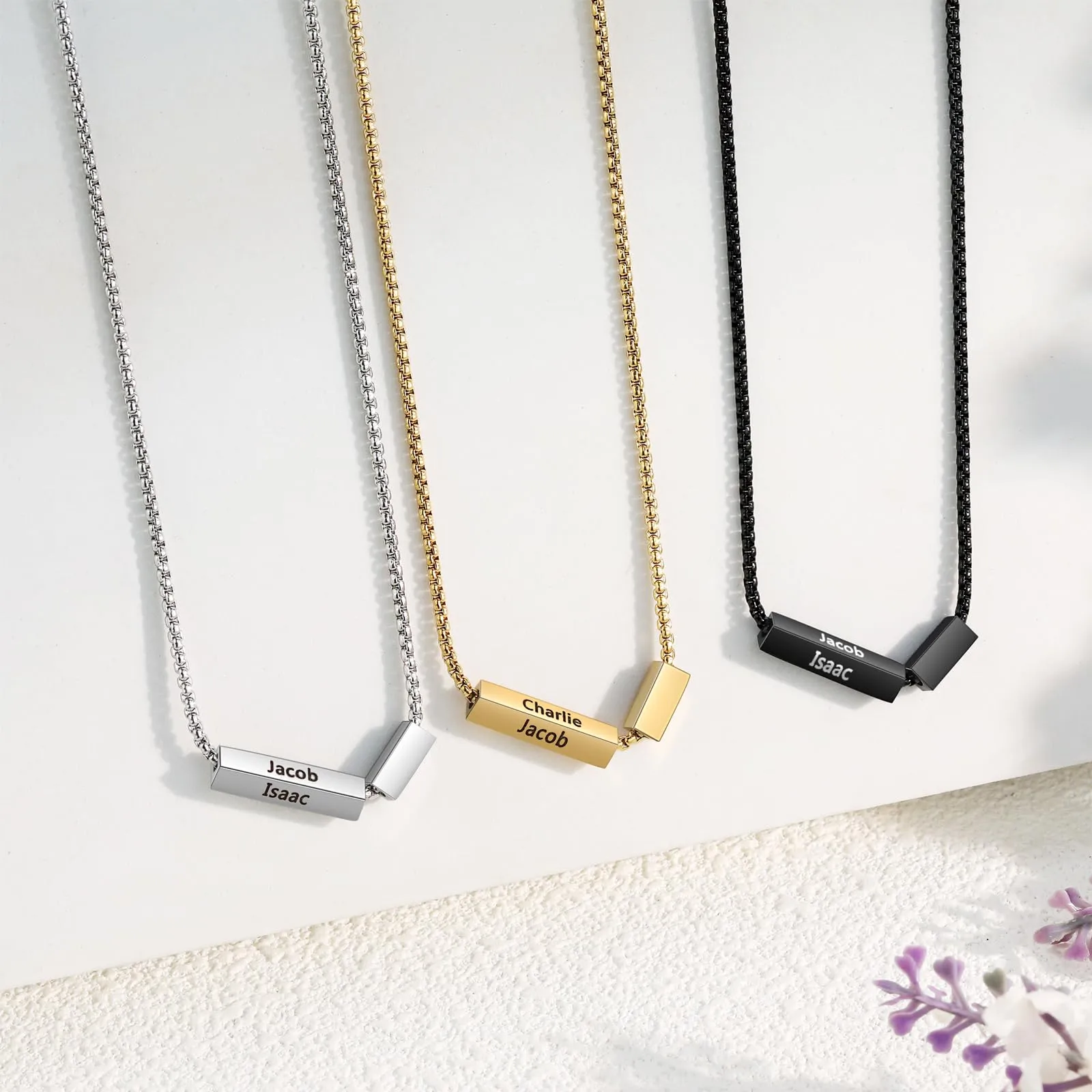 ALBERTBAND Collana da Uomo Personalizzata Collana in Acciaio inox con Nome Regalo per Uomo Festa del papà San Valentino Natale (Argento) - immagine 5
