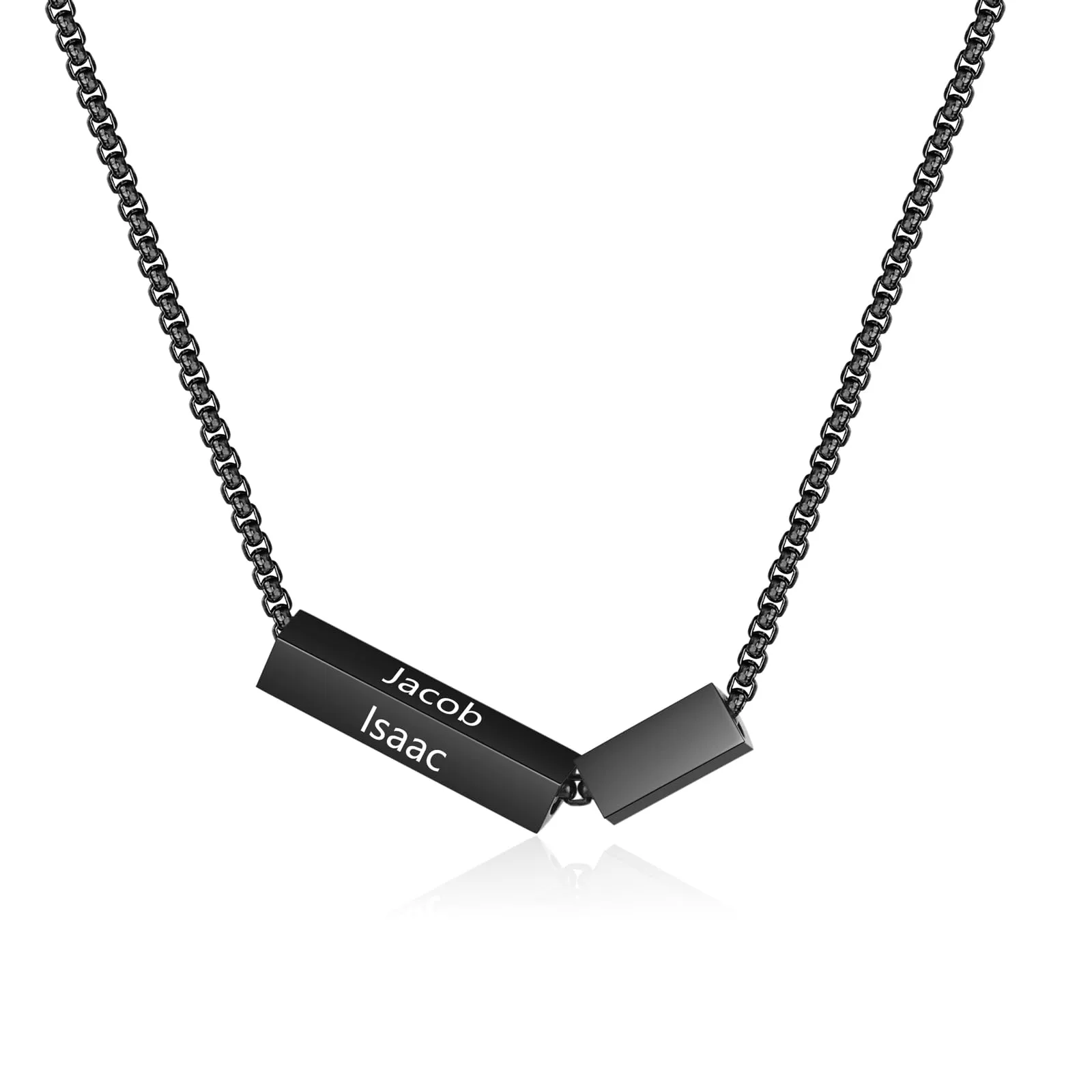 ALBERTBAND Collana da Uomo Personalizzata Collana in Acciaio inox con Nome Regalo per Uomo Festa del papà San Valentino Natale (Nero) - immagine 1