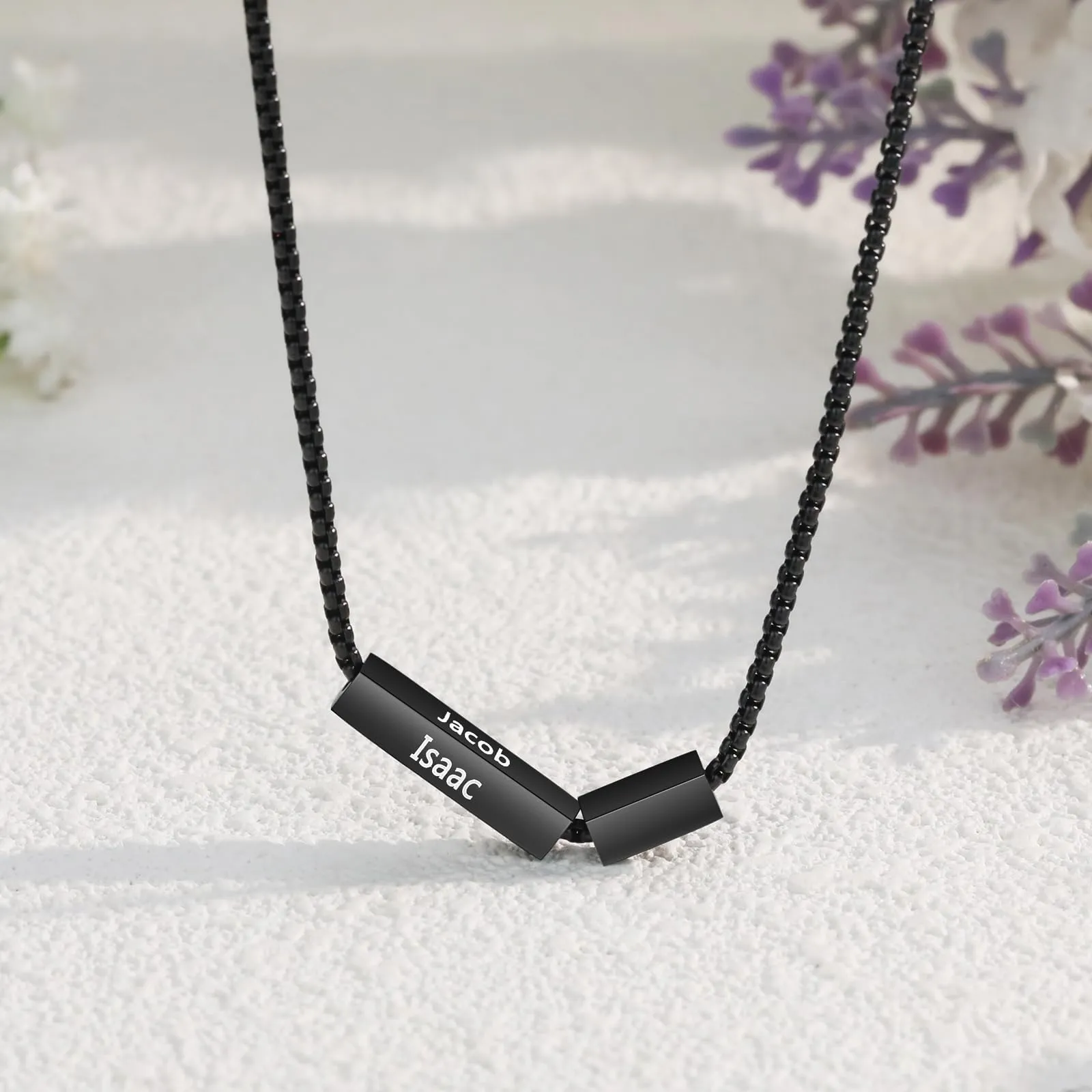 ALBERTBAND Collana da Uomo Personalizzata Collana in Acciaio inox con Nome Regalo per Uomo Festa del papà San Valentino Natale (Nero) - immagine 4
