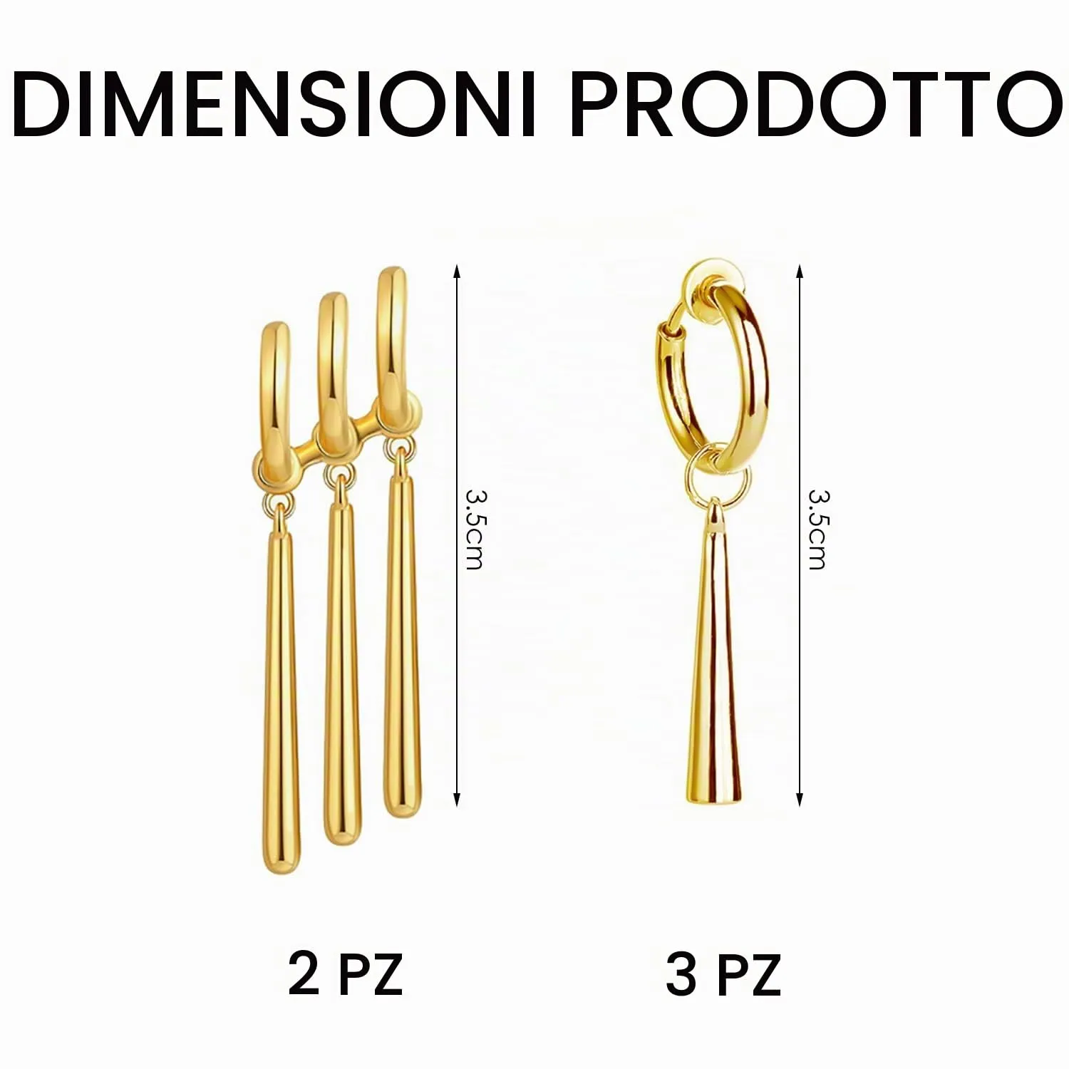 YSJCHEBS 3 Orecchini Singoli, 1 Paio di Orecchini con Nappe Lunghe Dorate, Orecchini Anime, Orecchini d'oro, Orecchini di Moda, Orecchini da Donna, Orecchini da Uomo - immagine 2