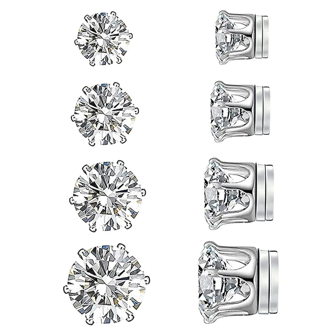 JEYORZY 4 Paia Orecchini Magnetici, Orecchini Magnetici Donna, Clip auricolari Finti Uomo, Orecchino magnetico in Acciaio Inossidabile per Uomo Donna Unisex Non-Piercing Calamita Finti Orecchino Set - immagine 1