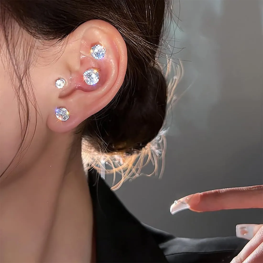 JEYORZY 4 Paia Orecchini Magnetici, Orecchini Magnetici Donna, Clip auricolari Finti Uomo, Orecchino magnetico in Acciaio Inossidabile per Uomo Donna Unisex Non-Piercing Calamita Finti Orecchino Set - immagine 4