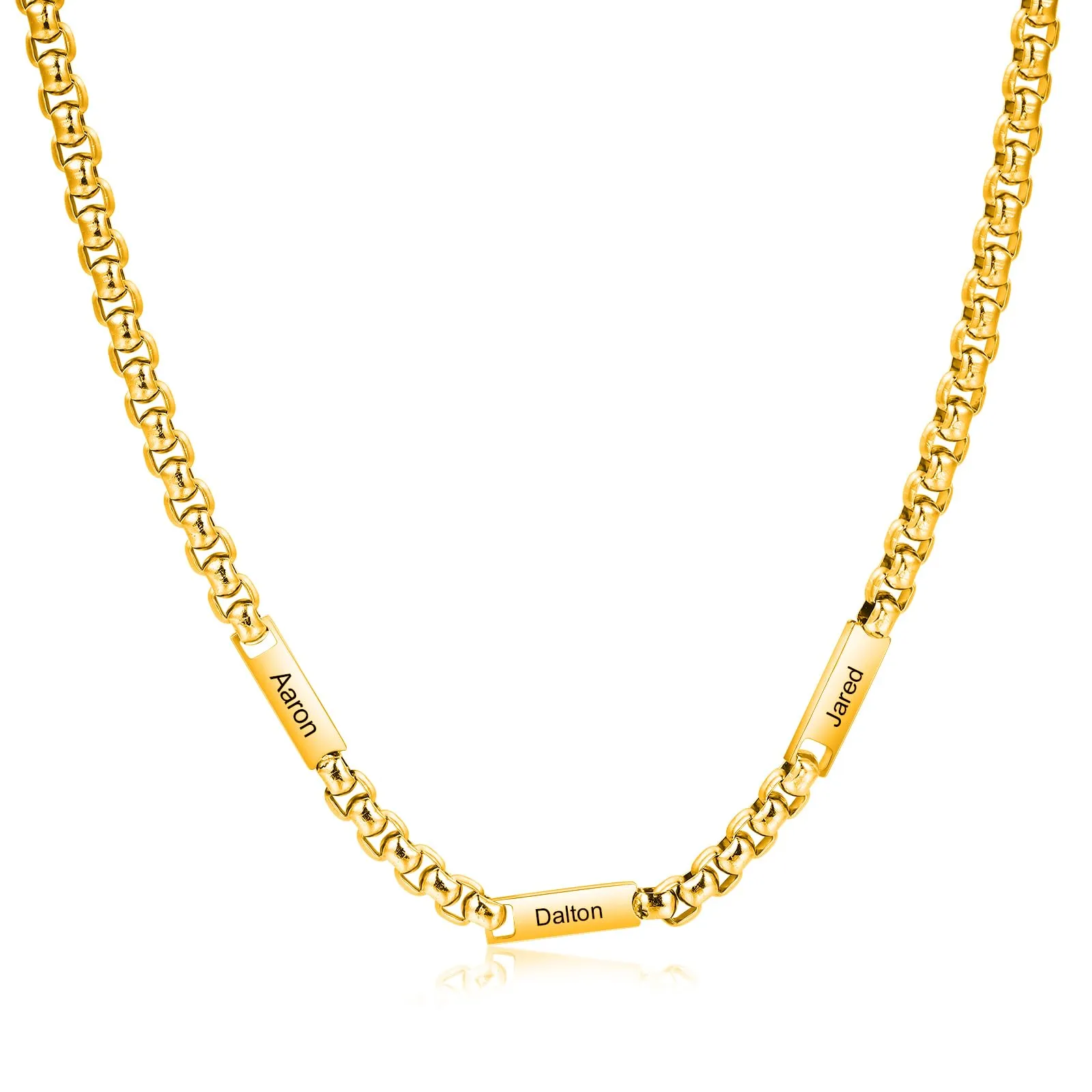 ALBERTBAND Collana da Uomo Personalizzata Collana in Acciaio inox con Nome Regalo per Uomo Festa del papà San Valentino Natale (Oro-3 nome) - immagine 1