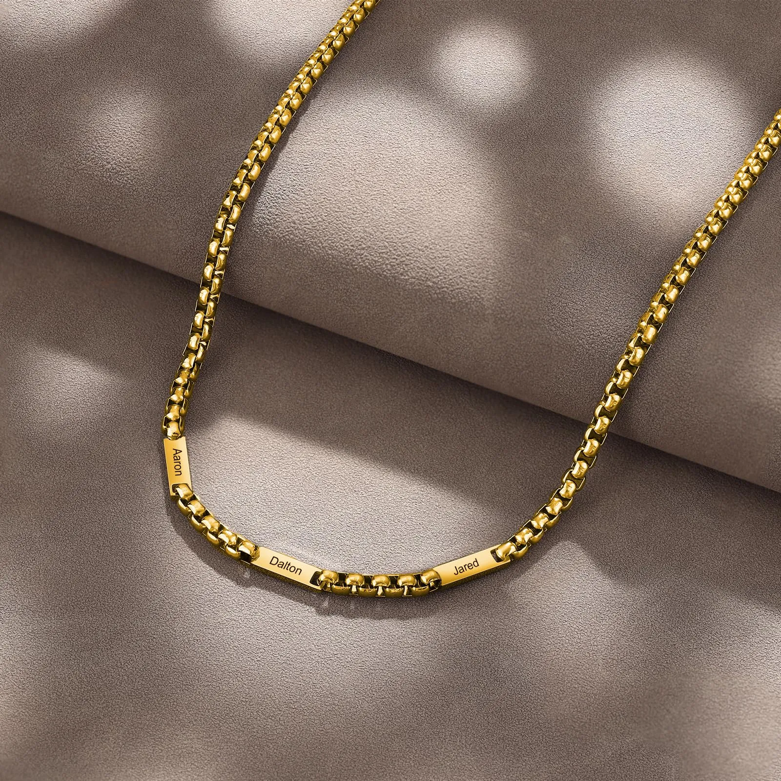 ALBERTBAND Collana da Uomo Personalizzata Collana in Acciaio inox con Nome Regalo per Uomo Festa del papà San Valentino Natale (Oro-3 nome) - immagine 4
