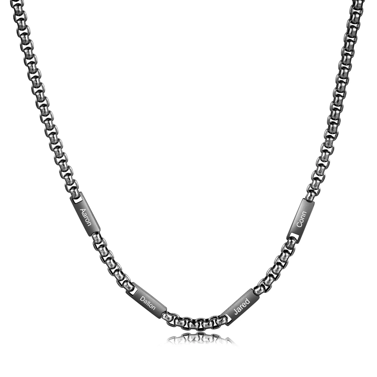 ALBERTBAND Collana da Uomo Personalizzata Collana in Acciaio inox con Nome Regalo per Uomo Festa del papà San Valentino Natale (Nero-4 nome) - immagine 1
