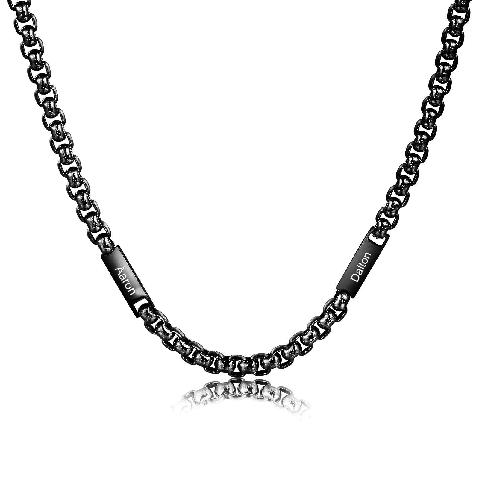 ALBERTBAND Collana da Uomo Personalizzata Collana in Acciaio inox con Nome Regalo per Uomo Festa del papà San Valentino Natale (Nero-2 nome) - immagine 1