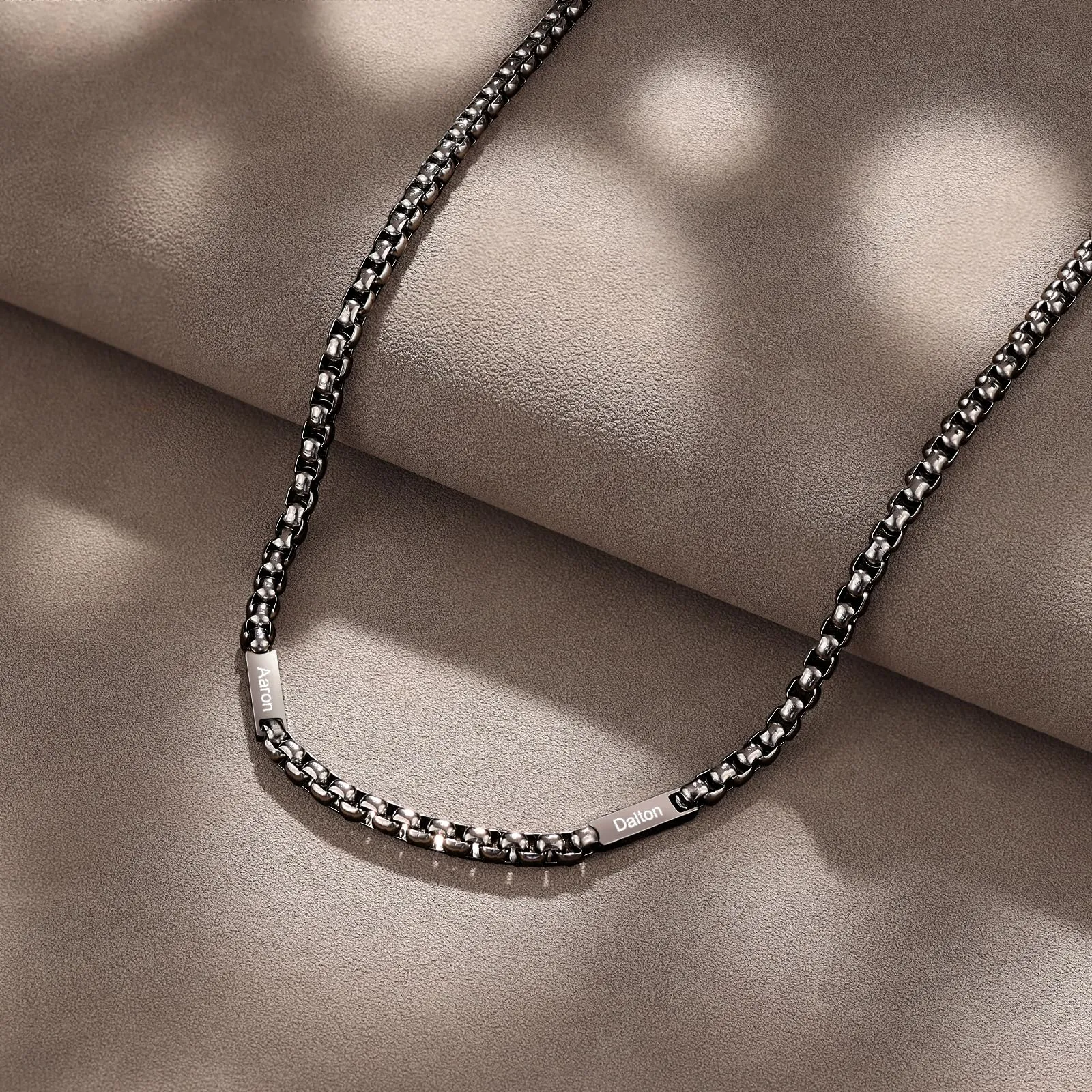ALBERTBAND Collana da Uomo Personalizzata Collana in Acciaio inox con Nome Regalo per Uomo Festa del papà San Valentino Natale (Nero-2 nome) - immagine 5