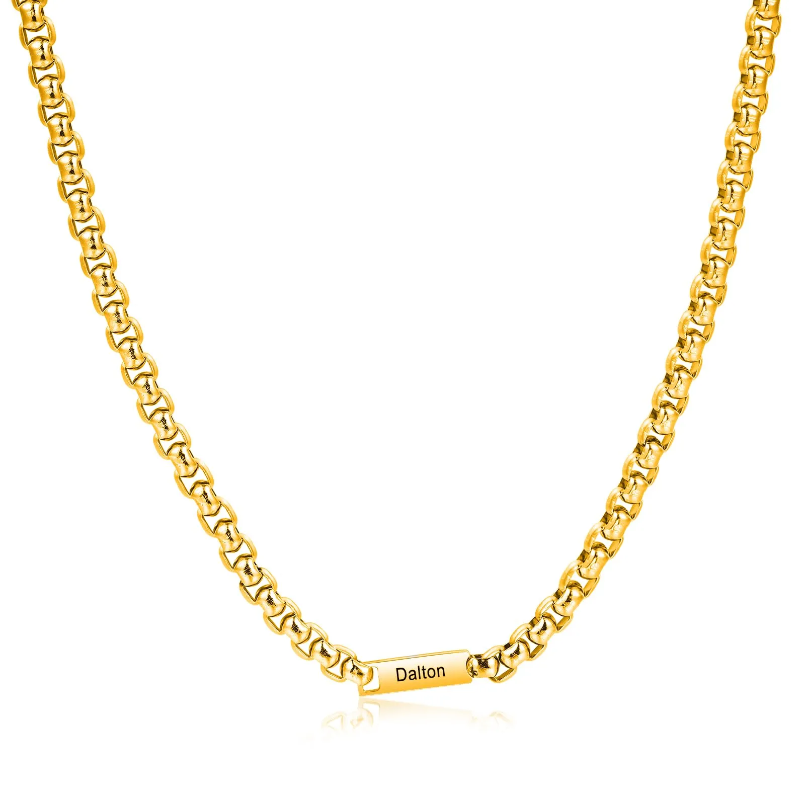 ALBERTBAND Collana da Uomo Personalizzata Collana in Acciaio inox con Nome Regalo per Uomo Festa del papà San Valentino Natale (Oro-1 nome) - immagine 1