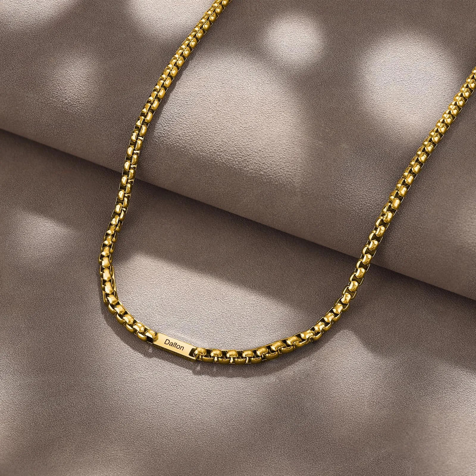 ALBERTBAND Collana da Uomo Personalizzata Collana in Acciaio inox con Nome Regalo per Uomo Festa del papà San Valentino Natale (Oro-1 nome) - immagine 4