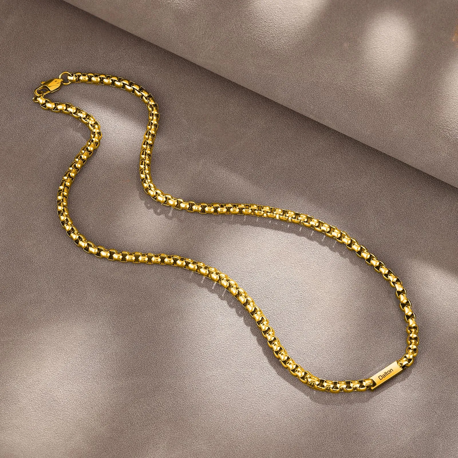ALBERTBAND Collana da Uomo Personalizzata Collana in Acciaio inox con Nome Regalo per Uomo Festa del papà San Valentino Natale (Oro-1 nome) - immagine 5