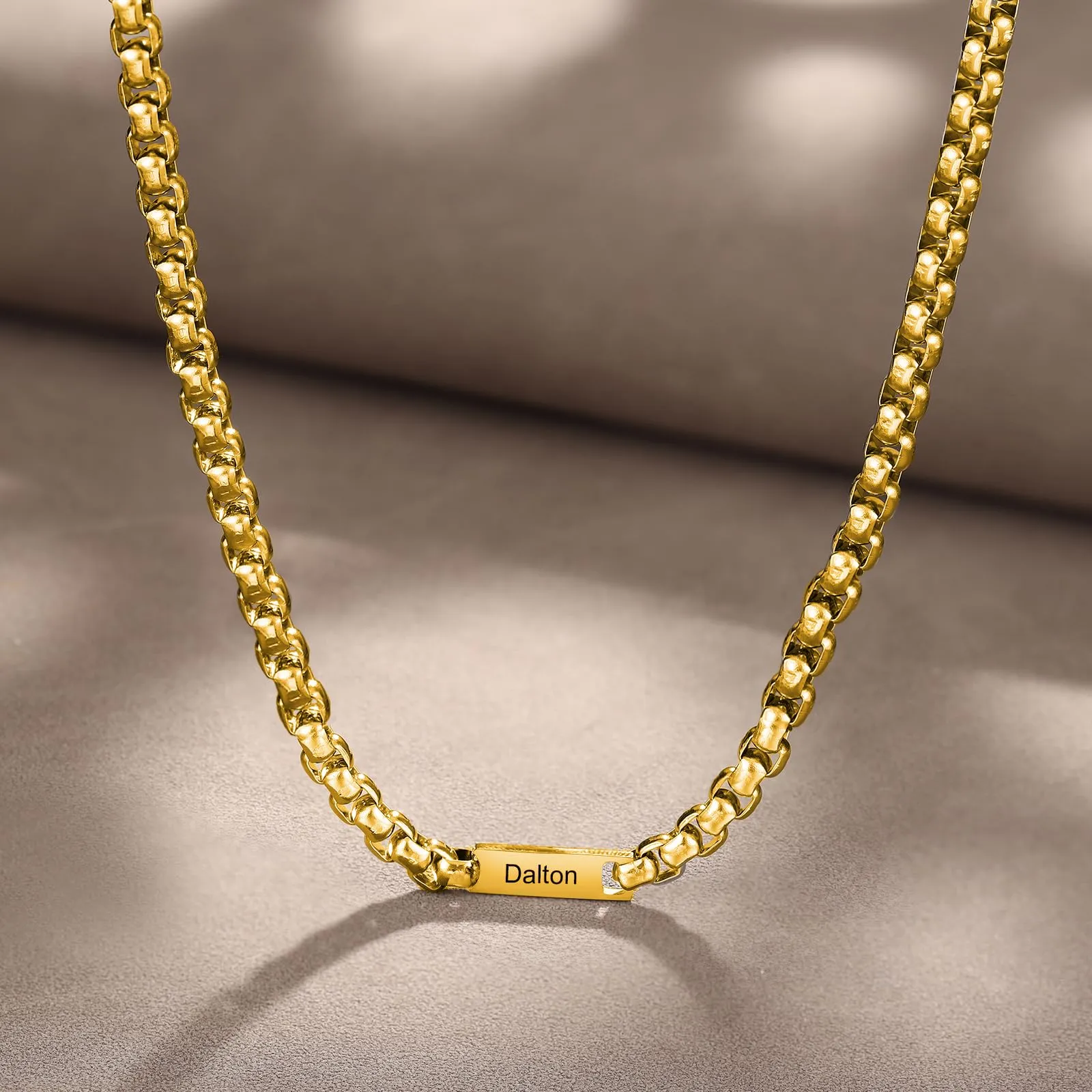 ALBERTBAND Collana da Uomo Personalizzata Collana in Acciaio inox con Nome Regalo per Uomo Festa del papà San Valentino Natale (Oro-1 nome) - immagine 6
