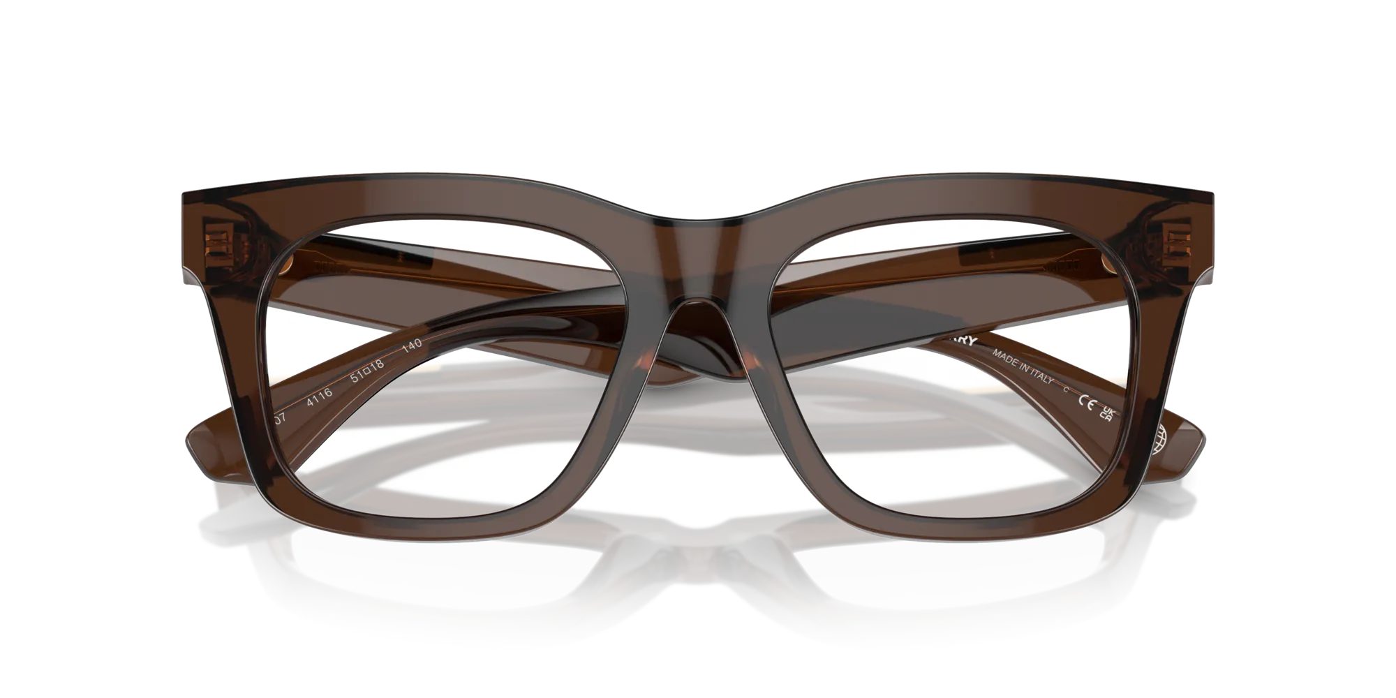Burberry BE2407 4116 Montature da vista Acetato Marrone Trasparente Squadrata Normale - immagine 2