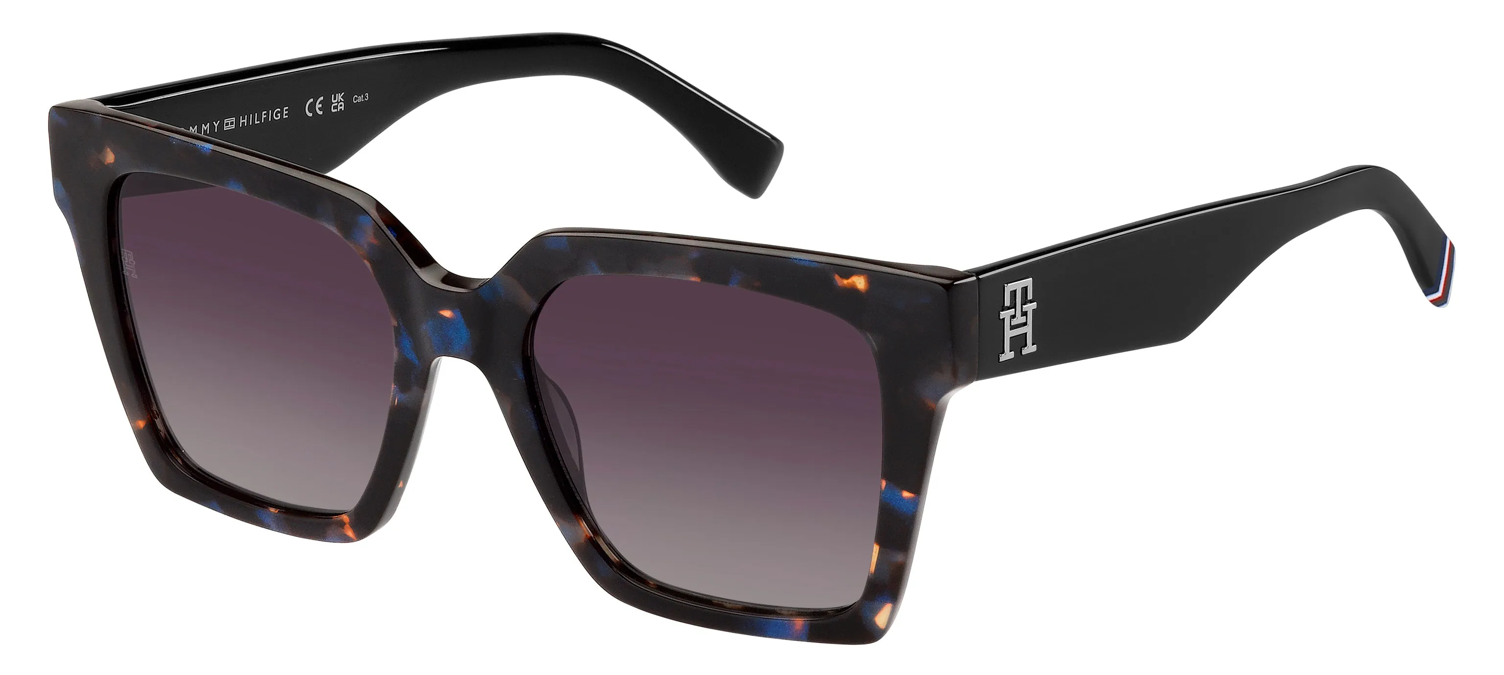 Tommy Hilfiger TH 2100/S JBW/3X Occhiali da sole Acetato Havana/Blu Bordeaux Squadrata Sfumato - immagine 1