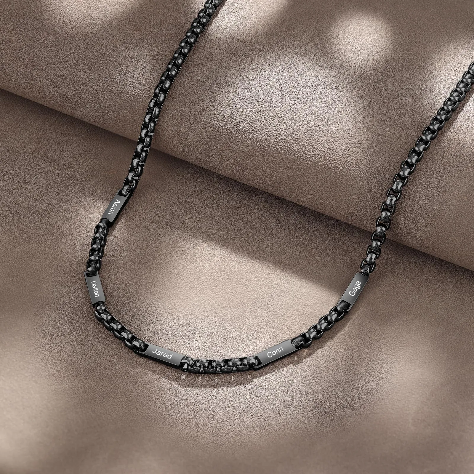 ALBERTBAND Collana da Uomo Personalizzata Collana in Acciaio inox con Nome Regalo per Uomo Festa del papà San Valentino Natale (Nero-5 nome) - immagine 4